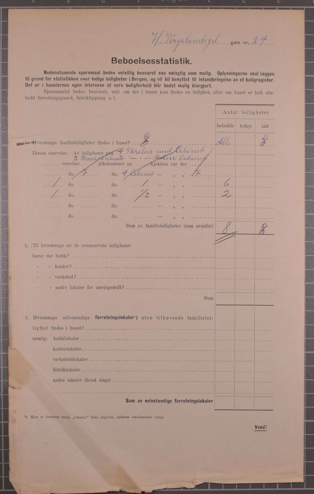 SAB, Municipal Census 1912 for Bergen, 1912, p. 2880