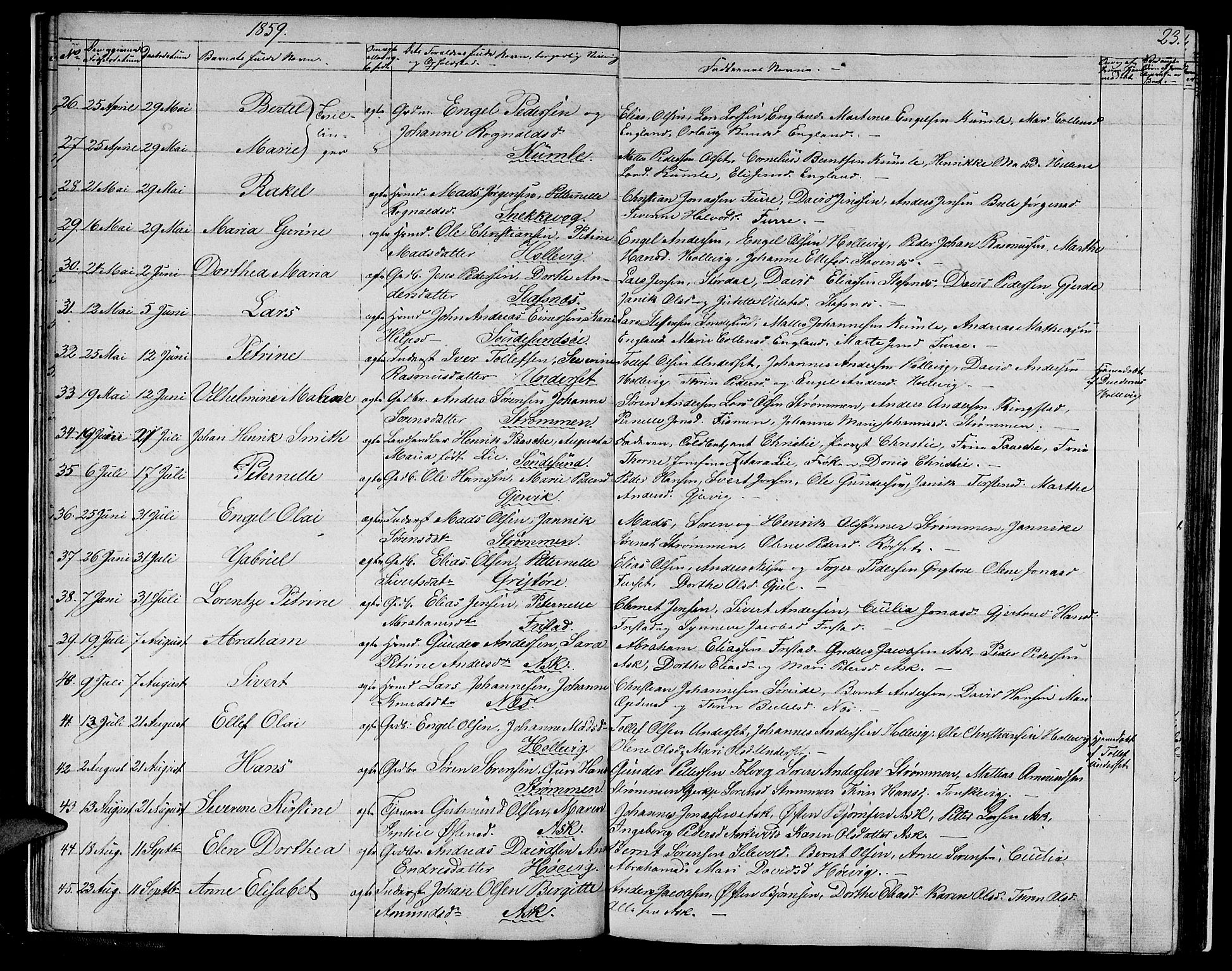 Askvoll sokneprestembete, AV/SAB-A-79501/H/Hab/Haba/L0001: Parish register (copy) no. A 1, 1853-1872, p. 23