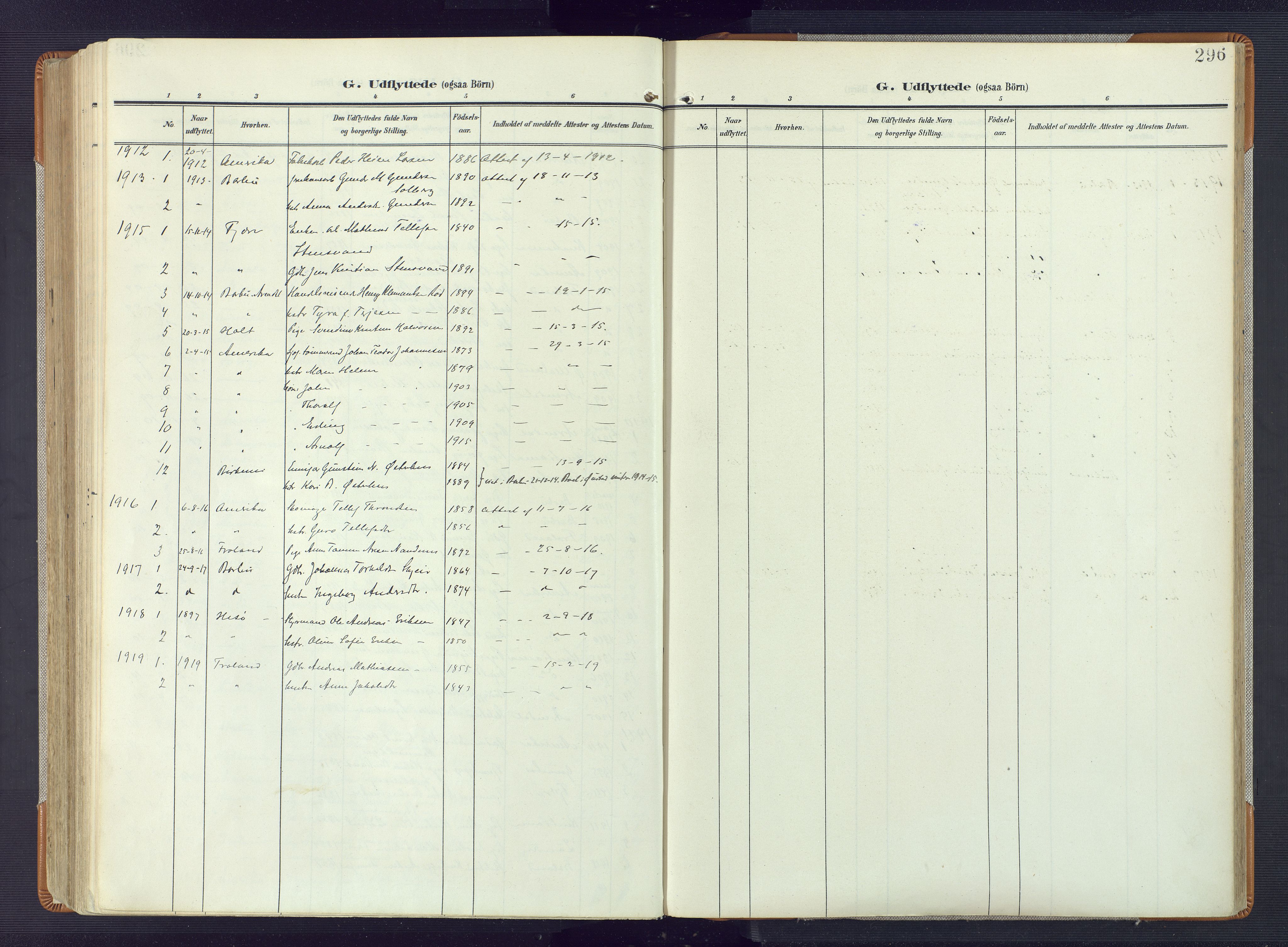 Øyestad sokneprestkontor, AV/SAK-1111-0049/F/Fa/L0019: Parish register (official) no. A 19, 1908-1922, p. 296