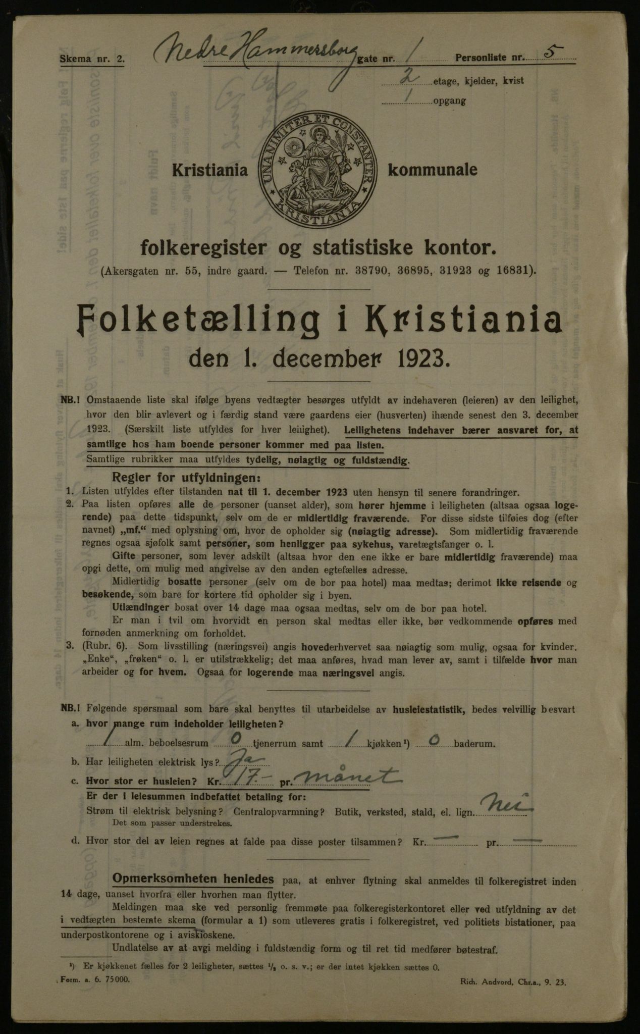 OBA, Municipal Census 1923 for Kristiania, 1923, p. 76172