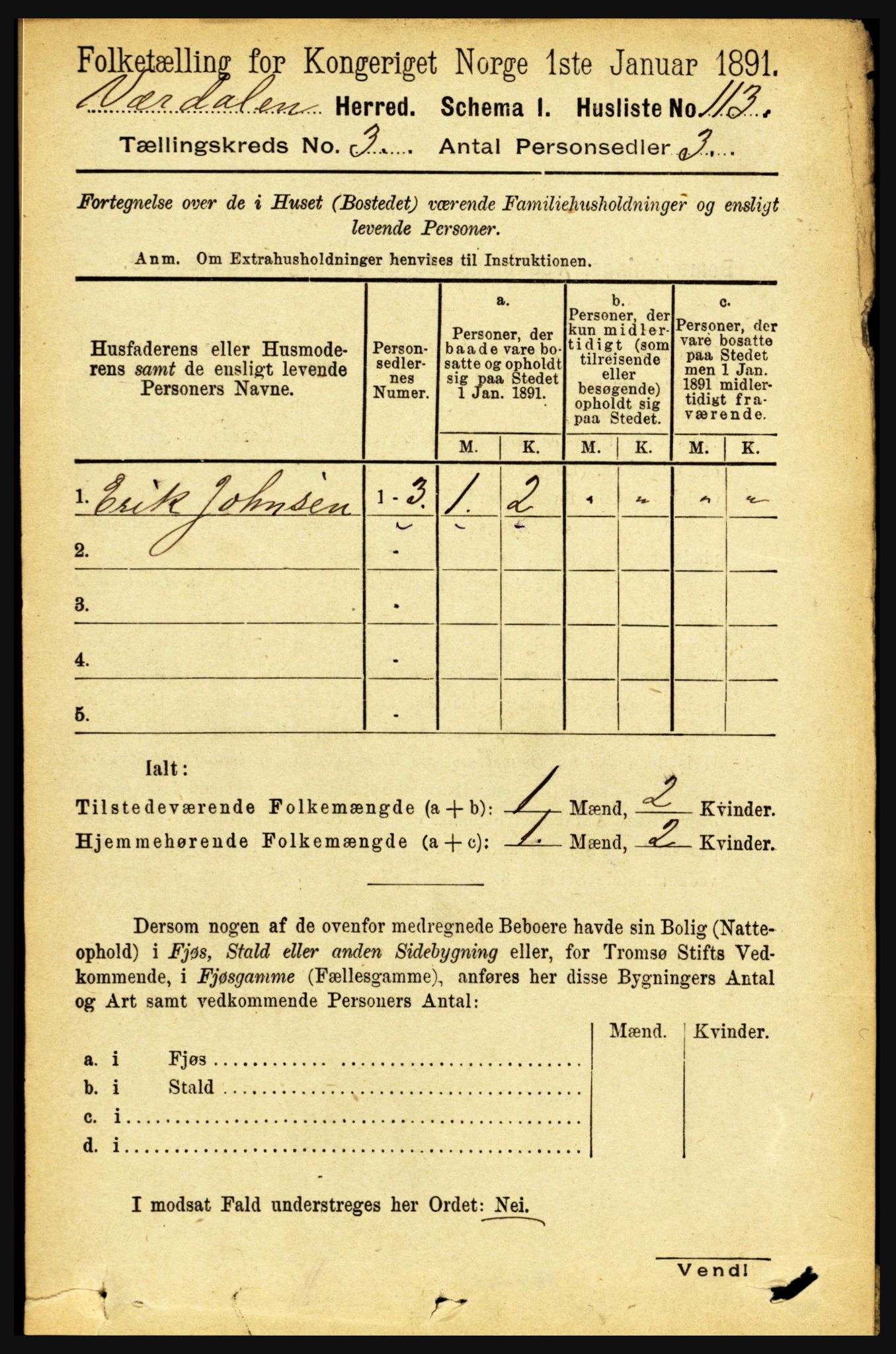 RA, 1891 census for 1721 Verdal, 1891, p. 1772