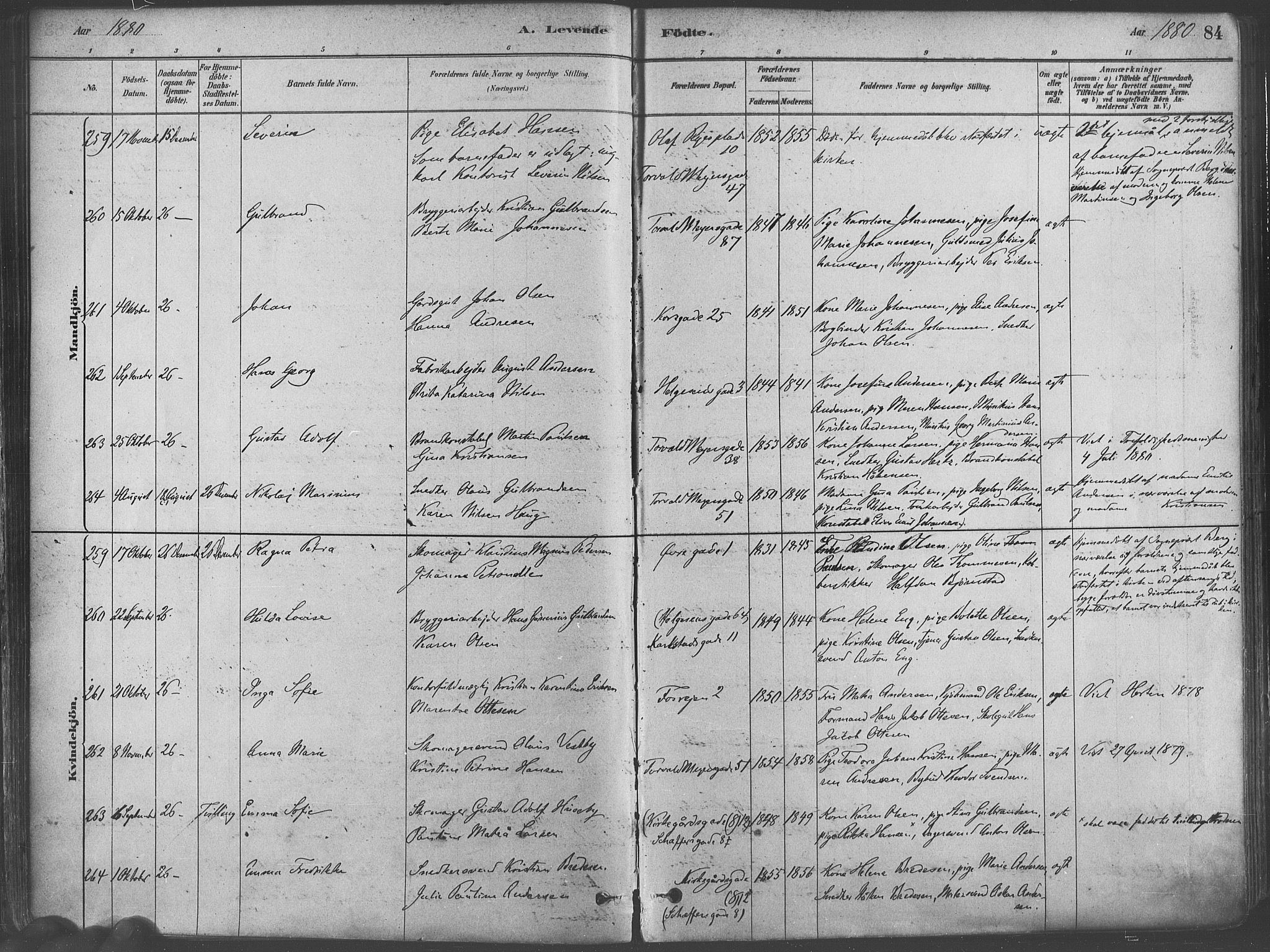 Paulus prestekontor Kirkebøker, AV/SAO-A-10871/F/Fa/L0003: Parish register (official) no. 3, 1879-1887, p. 84