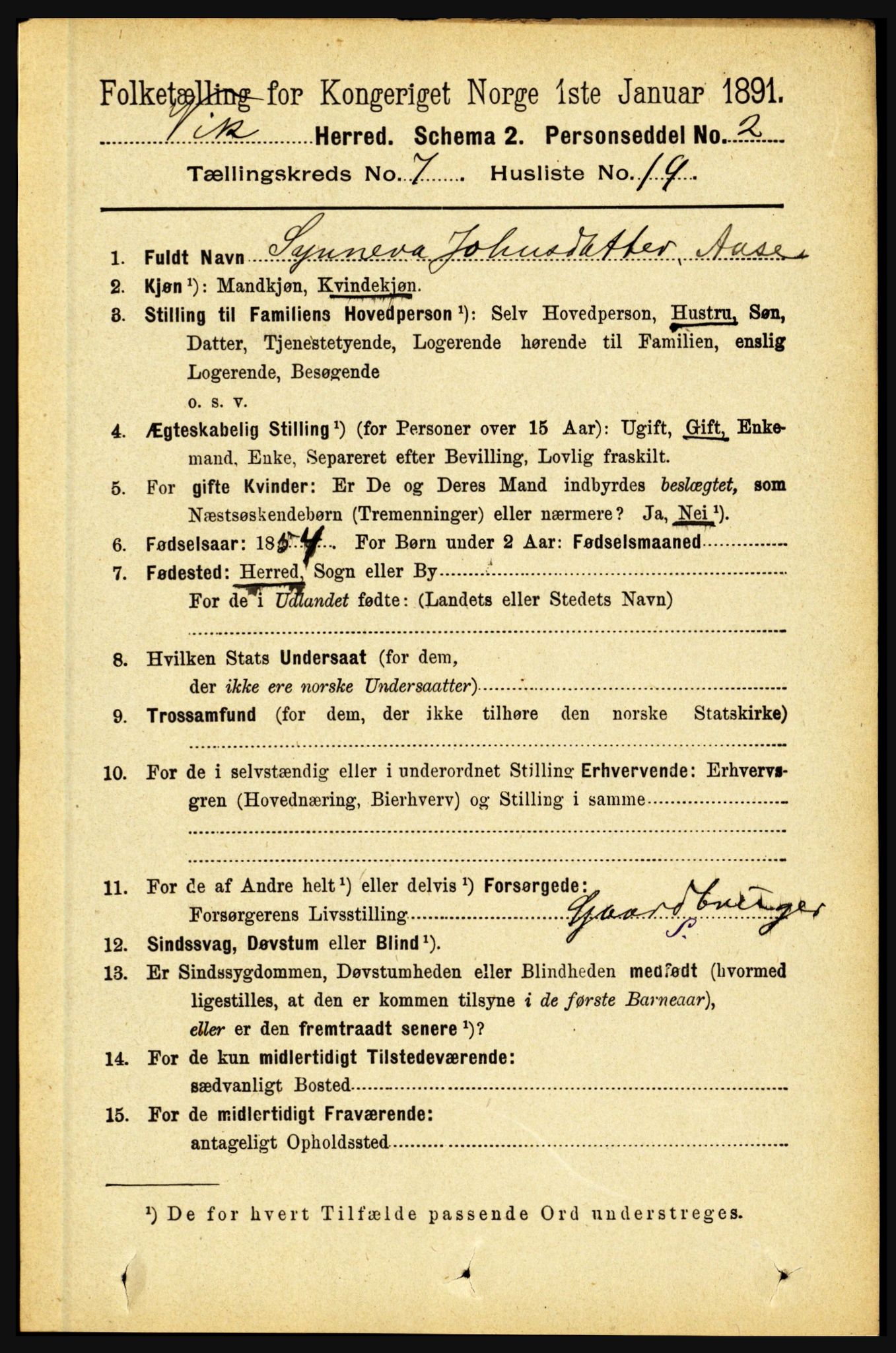 RA, 1891 census for 1417 Vik, 1891, p. 3319