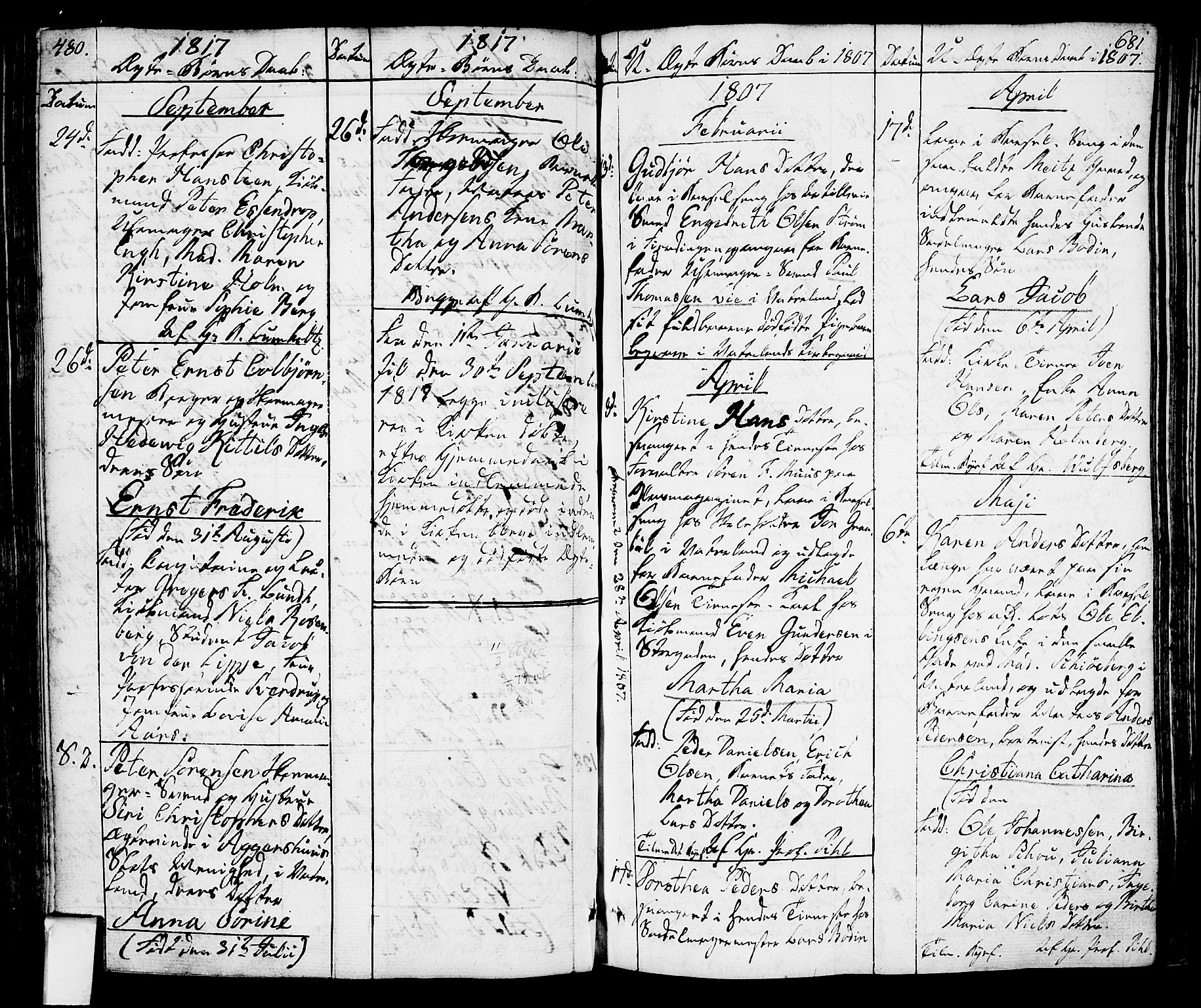 Oslo domkirke Kirkebøker, AV/SAO-A-10752/F/Fa/L0006: Parish register (official) no. 6, 1807-1817, p. 480
