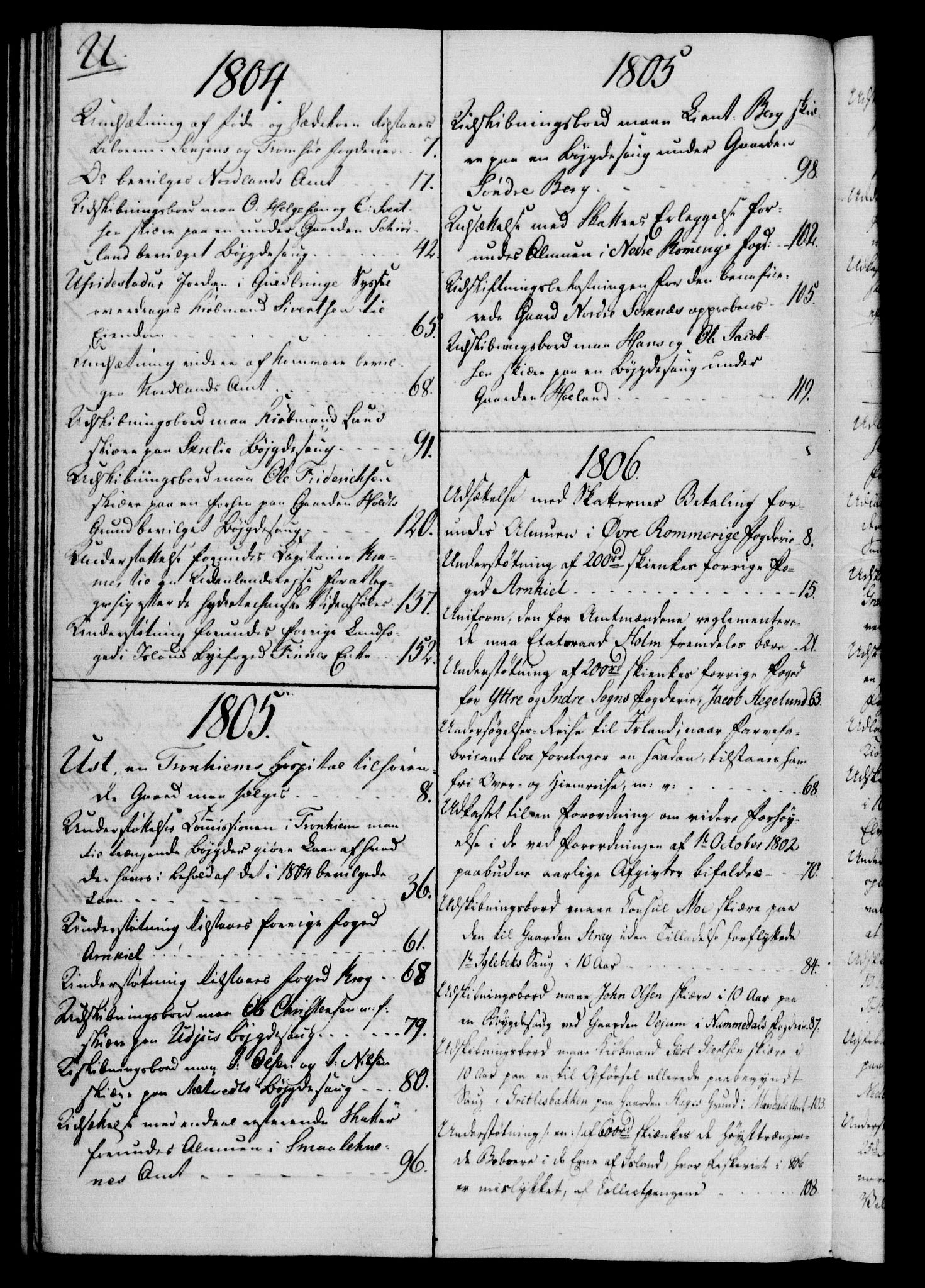 Rentekammeret, Kammerkanselliet, RA/EA-3111/G/Gf/Gfb/L0016: Register til norske relasjons- og resolusjonsprotokoller (merket RK 52.111), 1801-1814, p. 175