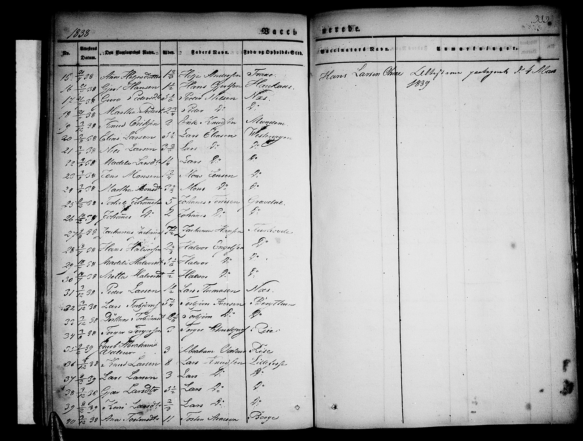 Strandebarm sokneprestembete, AV/SAB-A-78401/H/Haa: Parish register (official) no. A 6, 1826-1843, p. 383