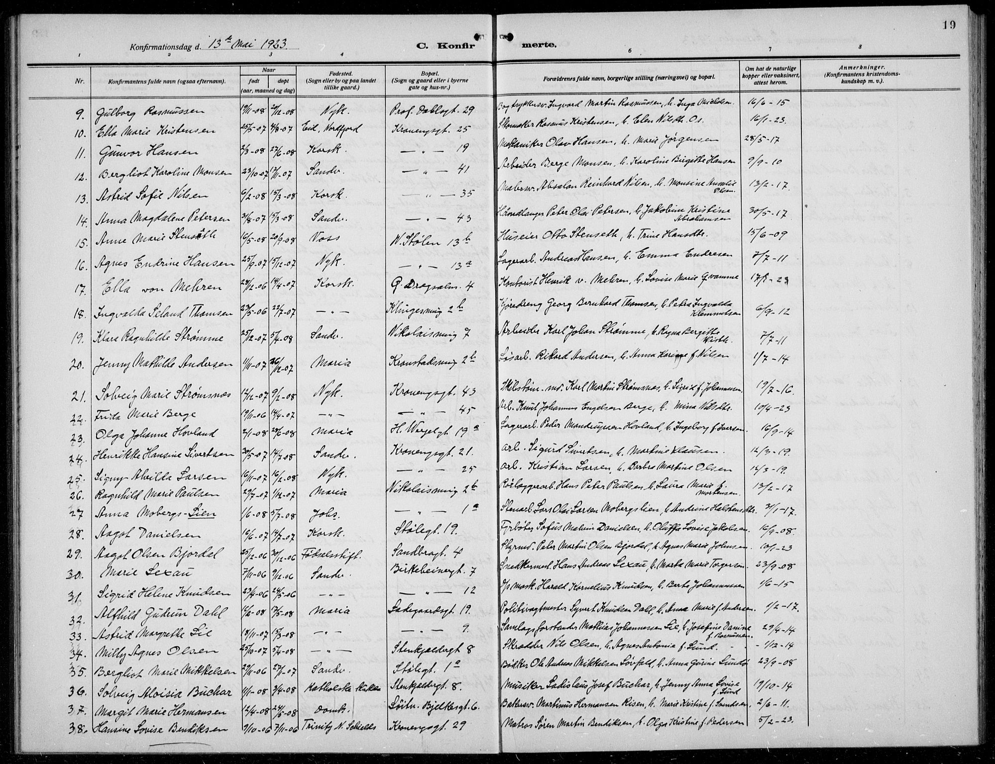 Mariakirken Sokneprestembete, AV/SAB-A-76901/H/Hab/L0010: Parish register (copy) no. A 10, 1920-1937, p. 19