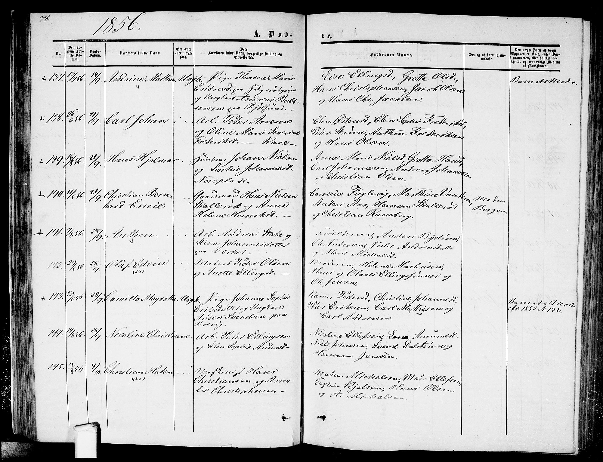 Moss prestekontor Kirkebøker, AV/SAO-A-2003/G/Ga/L0002: Parish register (copy) no. I 2, 1852-1871, p. 78