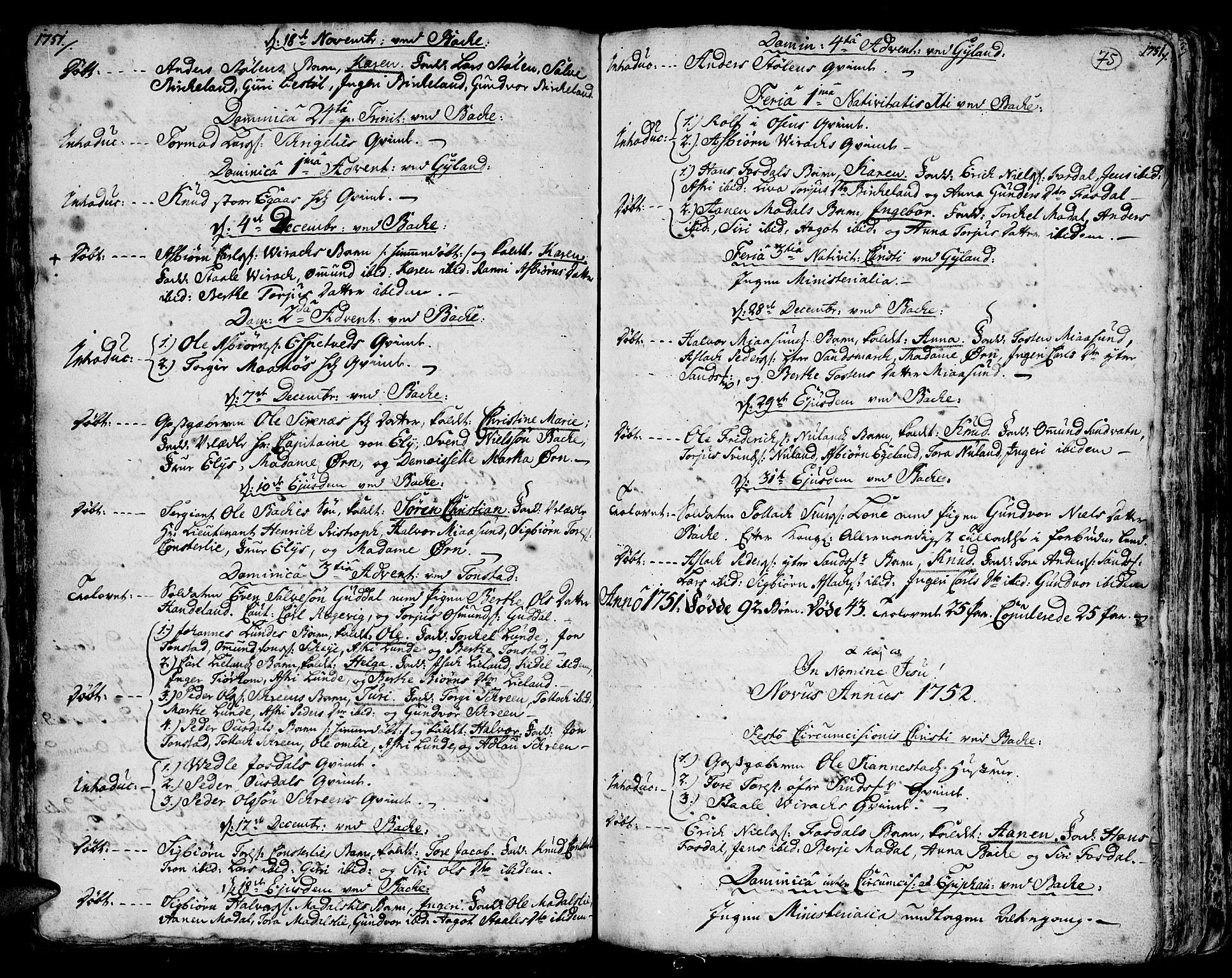 Bakke sokneprestkontor, SAK/1111-0002/F/Fa/Faa/L0001: Parish register (official) no. A 1, 1741-1780, p. 75