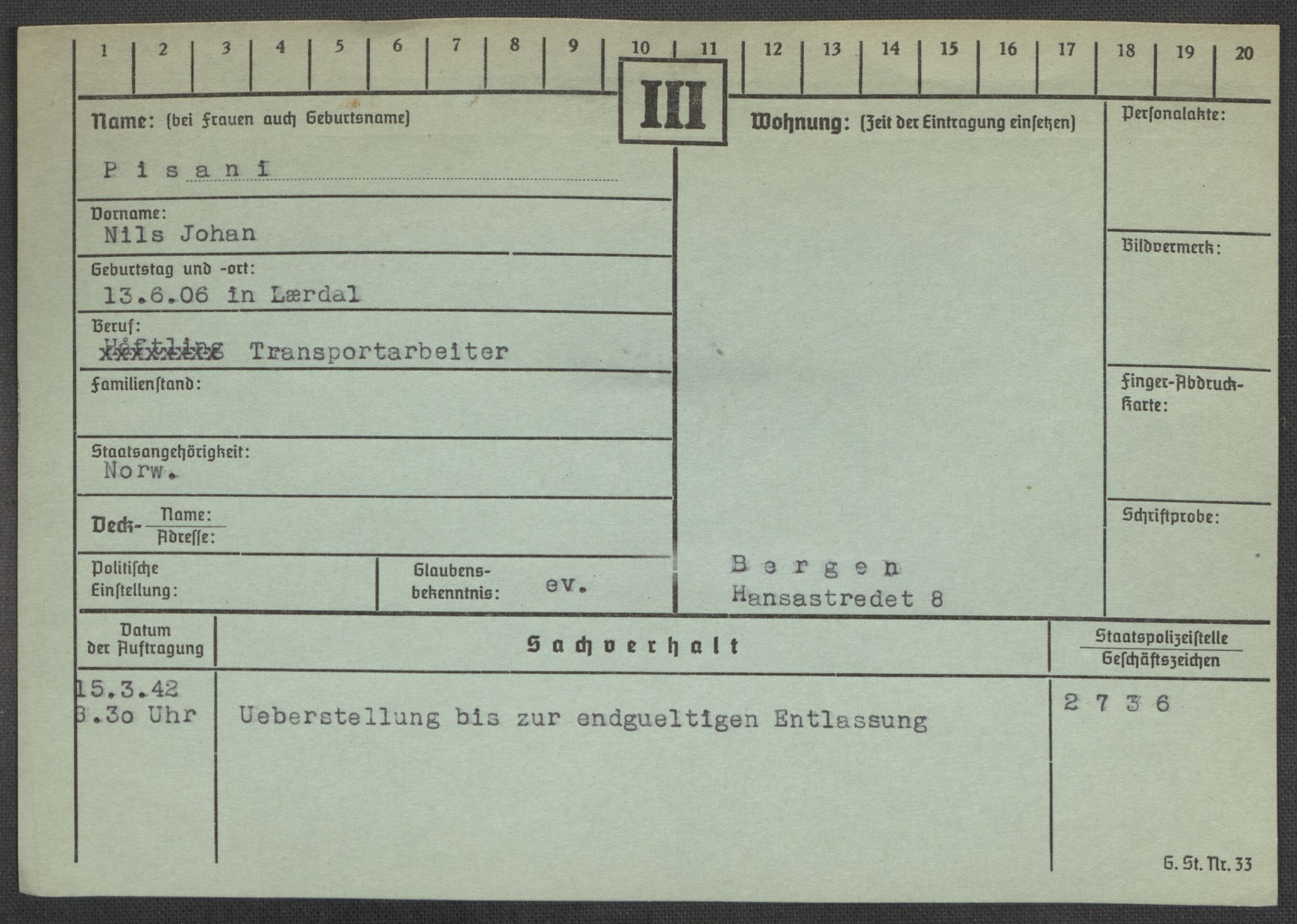 Befehlshaber der Sicherheitspolizei und des SD, AV/RA-RAFA-5969/E/Ea/Eaa/L0008: Register over norske fanger i Møllergata 19: Oelze-Ru, 1940-1945, p. 902