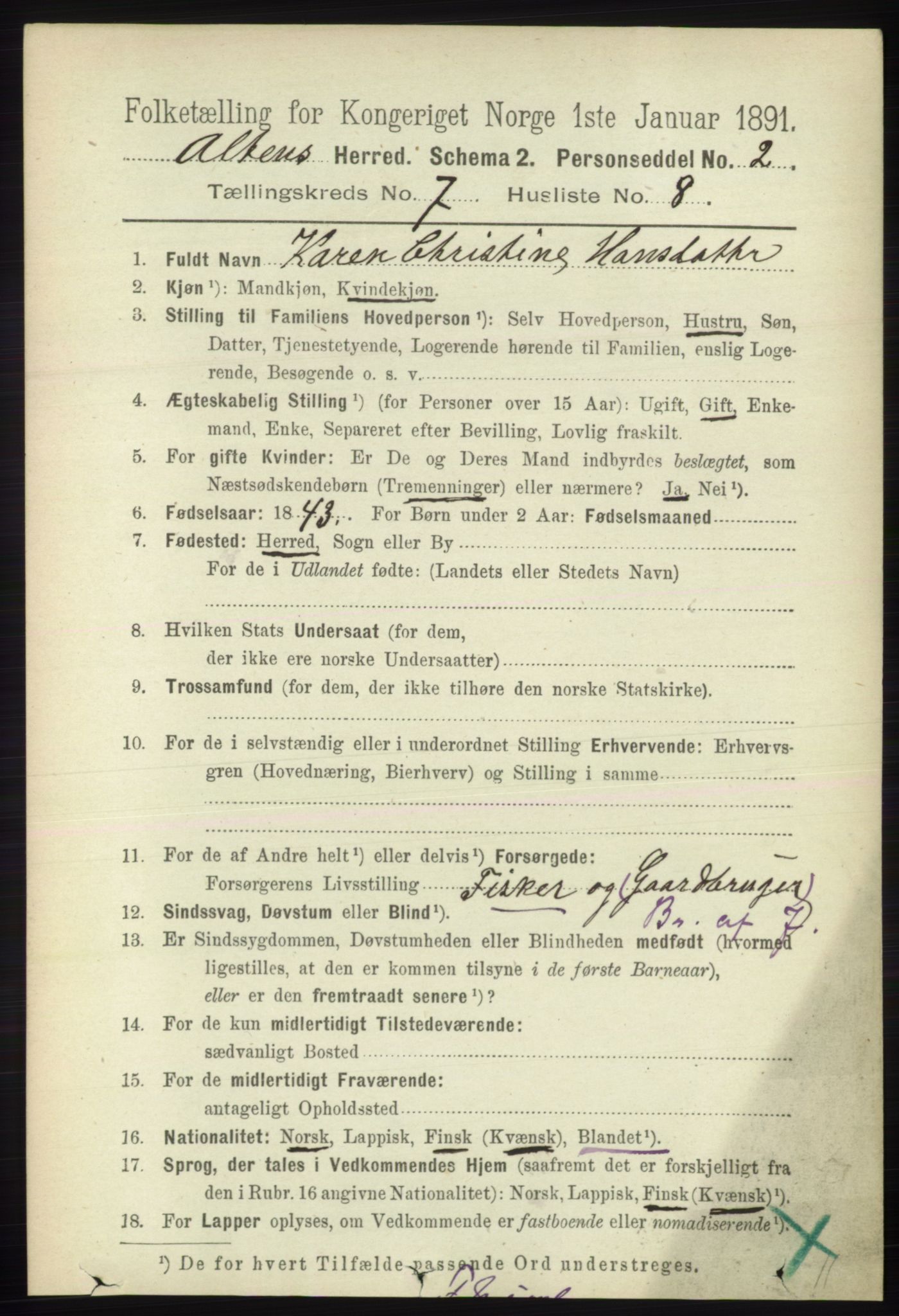 RA, 1891 census for 2012 Alta, 1891, p. 2145