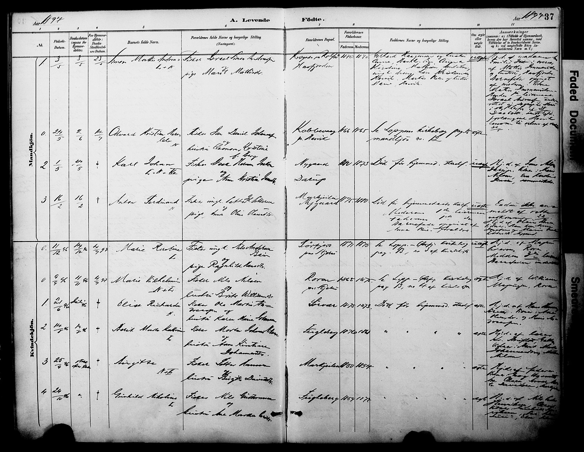 Loppa sokneprestkontor, SATØ/S-1339/H/Ha/L0008kirke: Parish register (official) no. 8, 1889-1907, p. 37