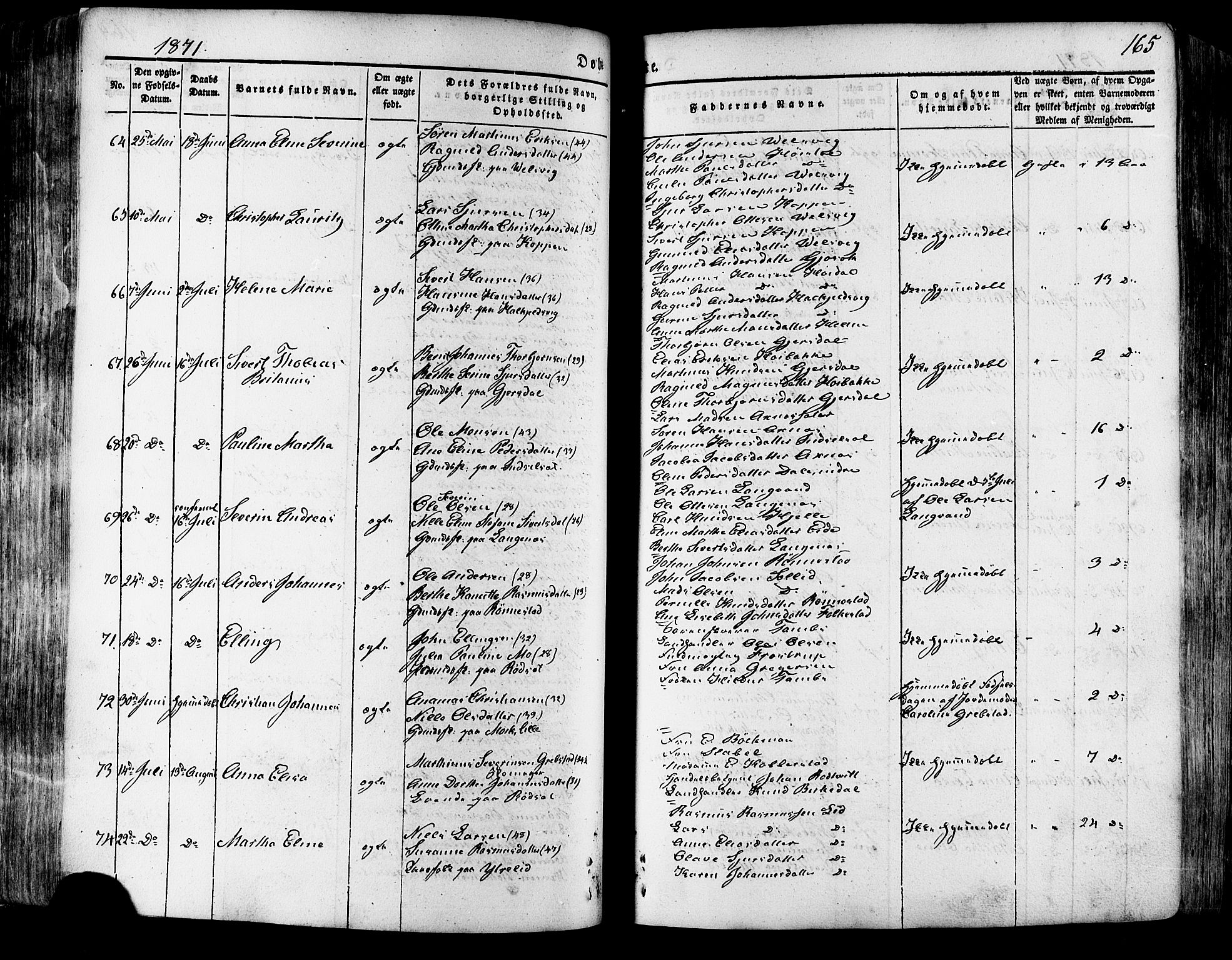 Ministerialprotokoller, klokkerbøker og fødselsregistre - Møre og Romsdal, SAT/A-1454/511/L0140: Parish register (official) no. 511A07, 1851-1878, p. 165