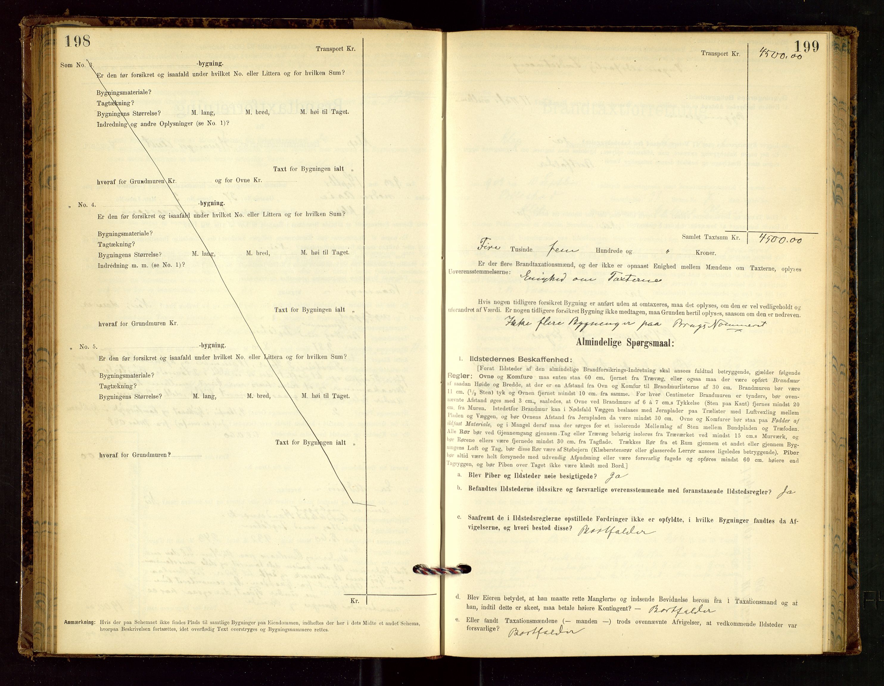 Klepp lensmannskontor, SAST/A-100163/Goc/L0002: "Brandtaxationsprotokol" m/register, 1898-1902, p. 198-199