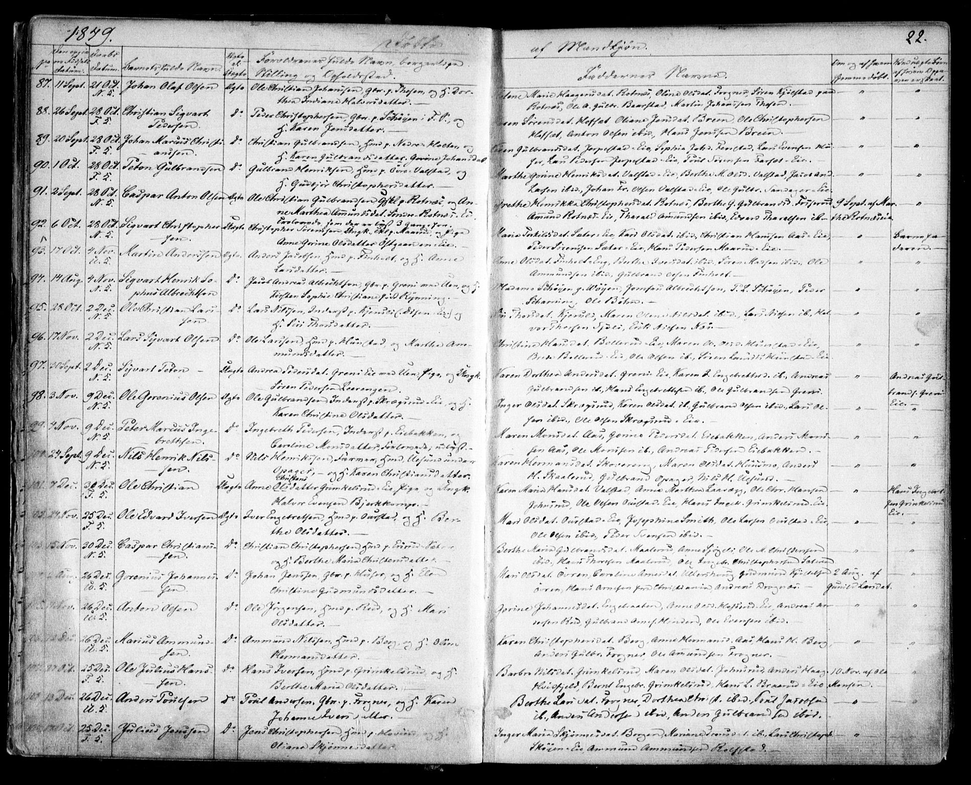Nes prestekontor Kirkebøker, SAO/A-10410/F/Fa/L0007: Parish register (official) no. I 7, 1846-1858, p. 22