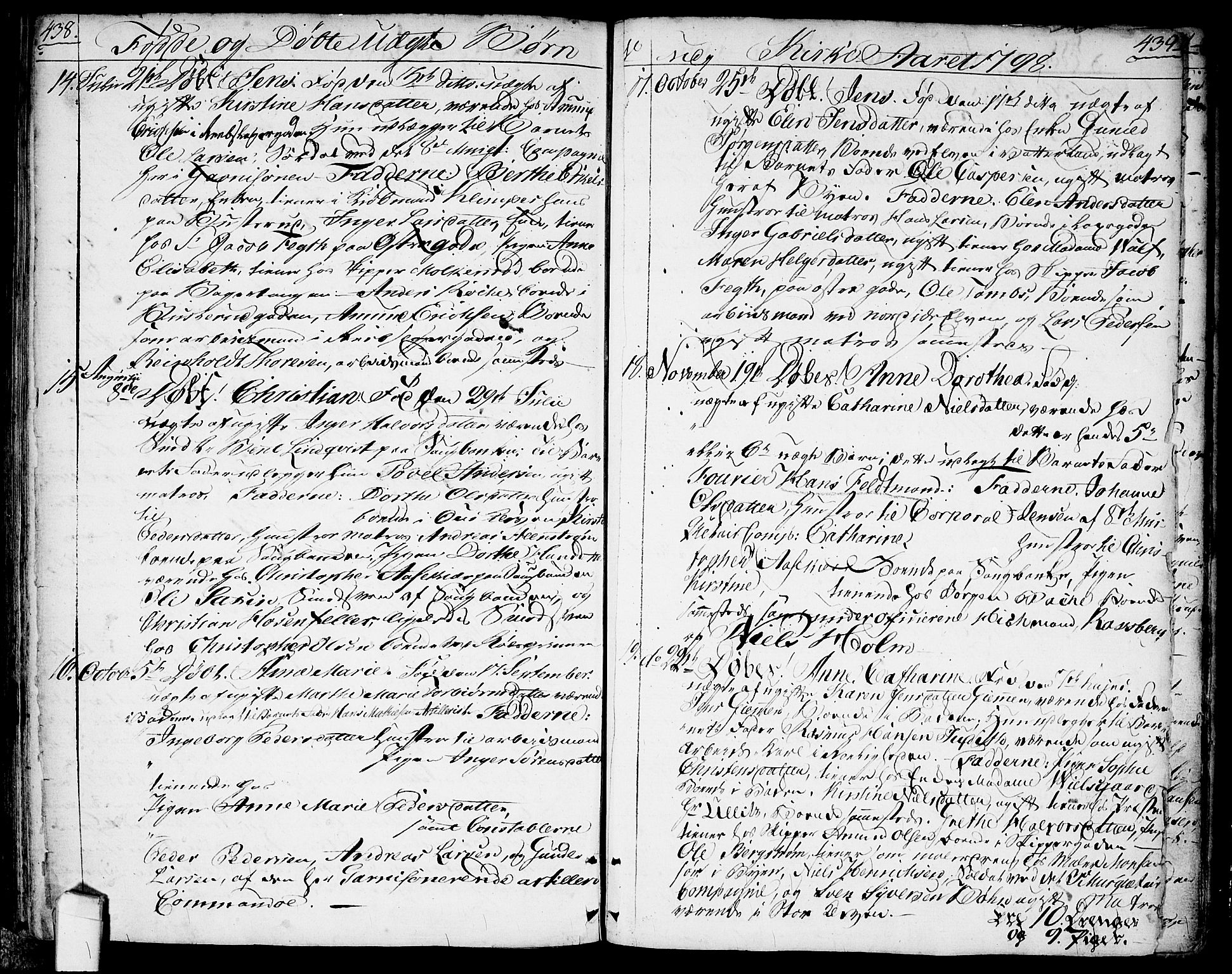 Halden prestekontor Kirkebøker, AV/SAO-A-10909/F/Fa/L0002: Parish register (official) no. I 2, 1792-1812, p. 438-439