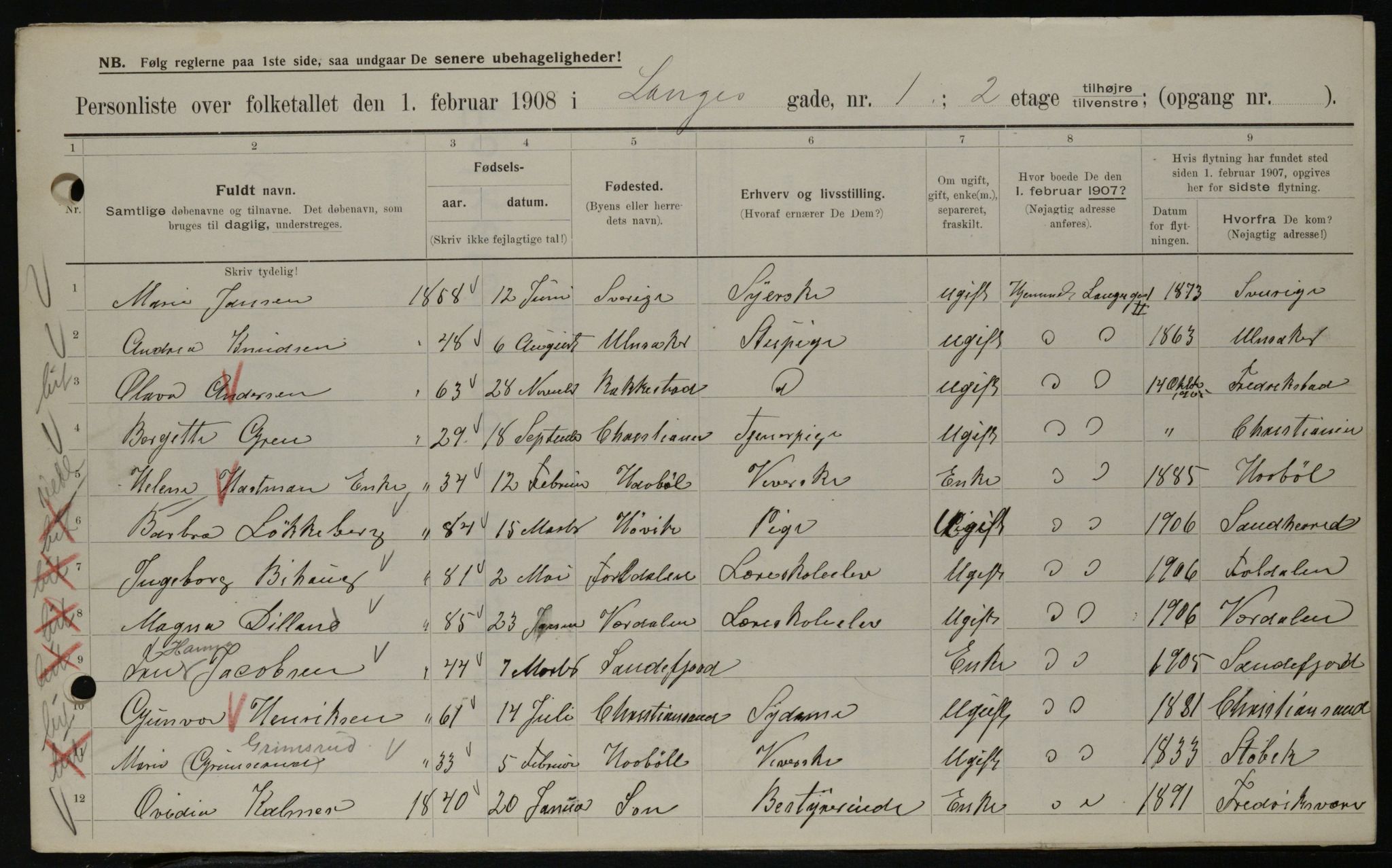 OBA, Municipal Census 1908 for Kristiania, 1908, p. 50514