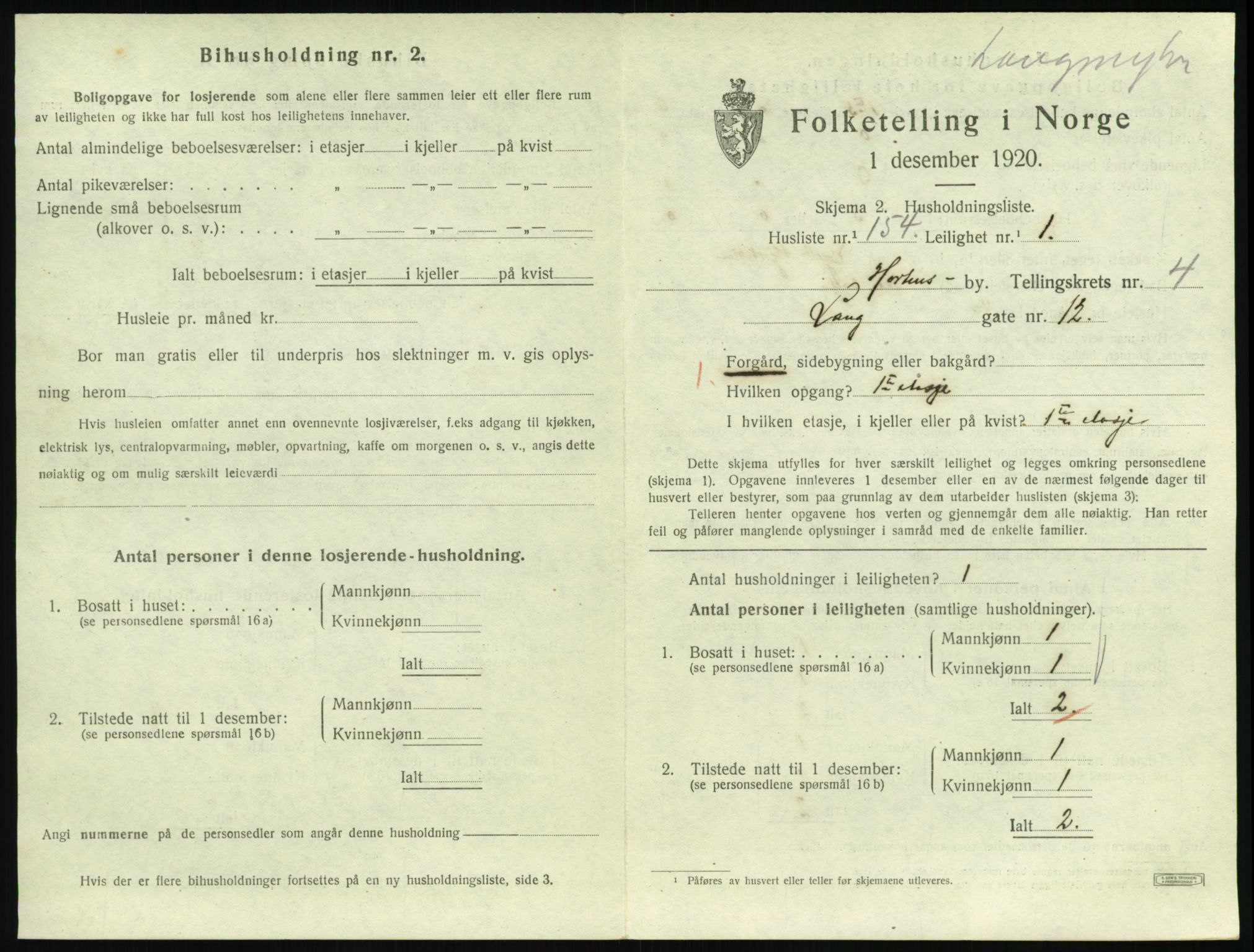 SAKO, 1920 census for Horten, 1920, p. 5595