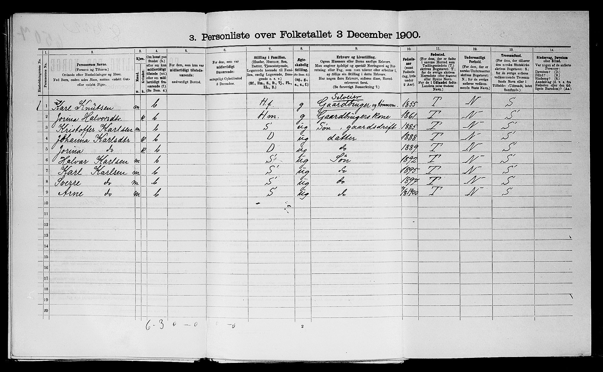 SAST, 1900 census for Time, 1900, p. 818