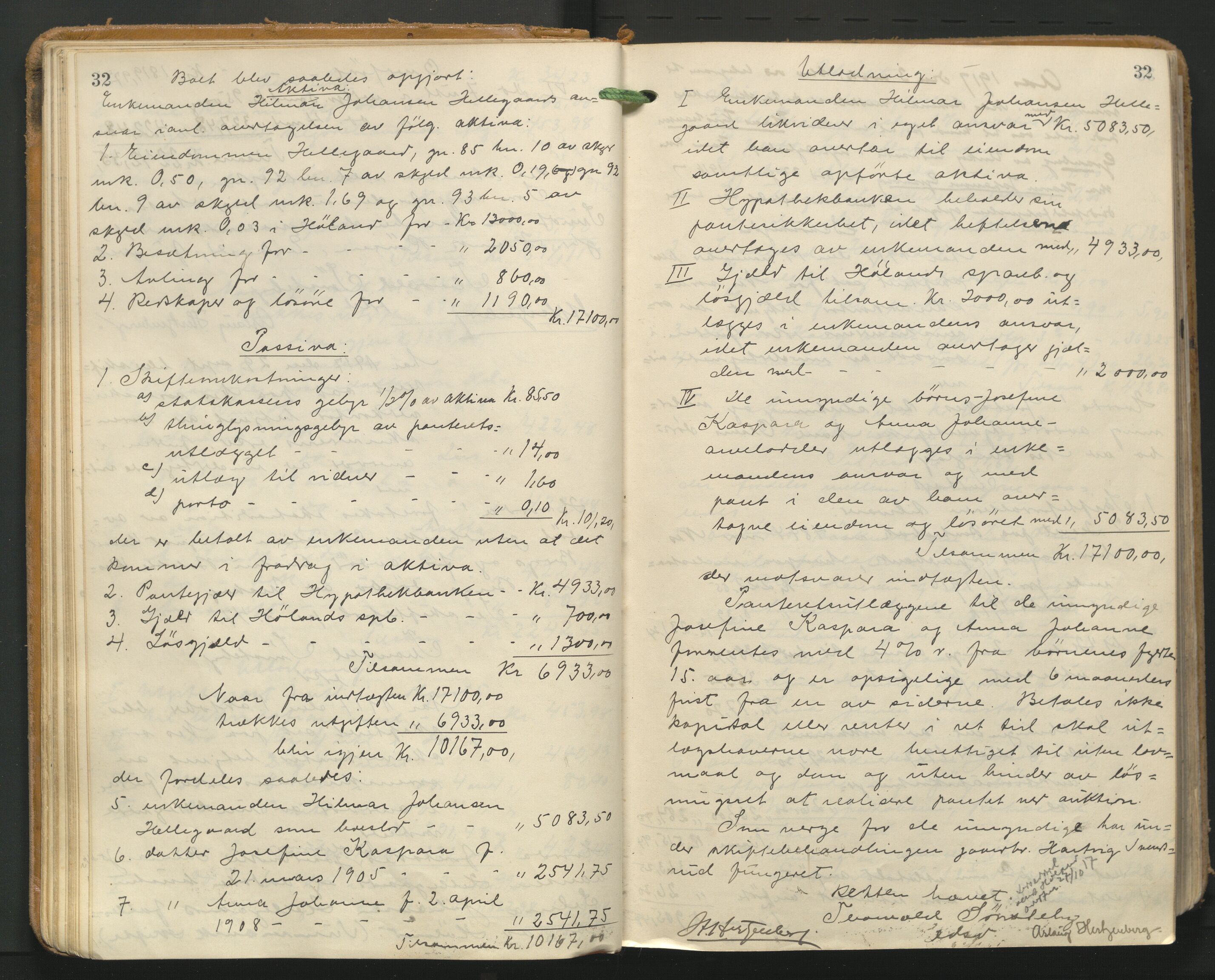 Nes tingrett, AV/SAO-A-10548/H/Hc/L0006: Utlodningsprotokoll, 1916-1943, p. 32