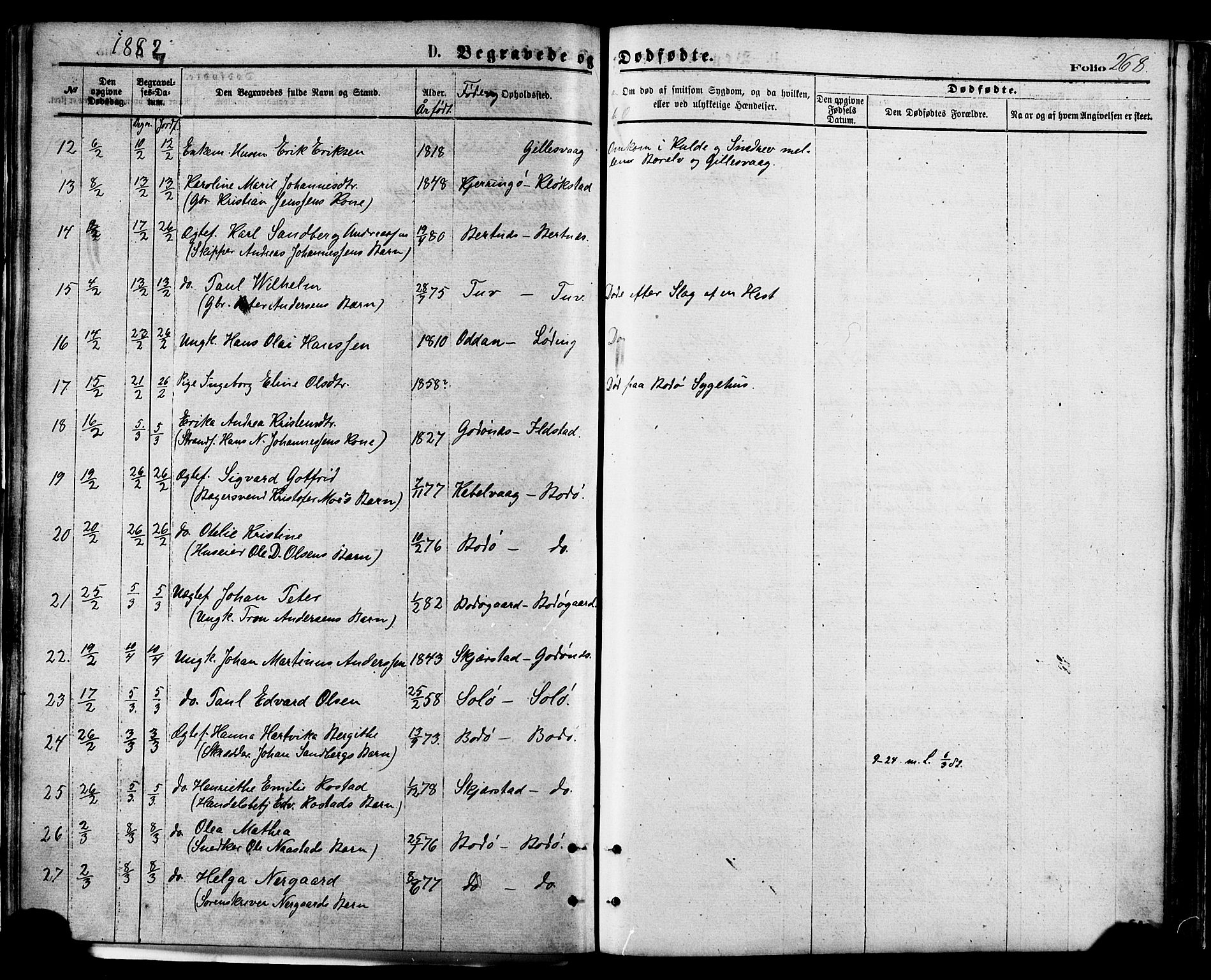 Ministerialprotokoller, klokkerbøker og fødselsregistre - Nordland, SAT/A-1459/801/L0009: Parish register (official) no. 801A09, 1876-1883, p. 268