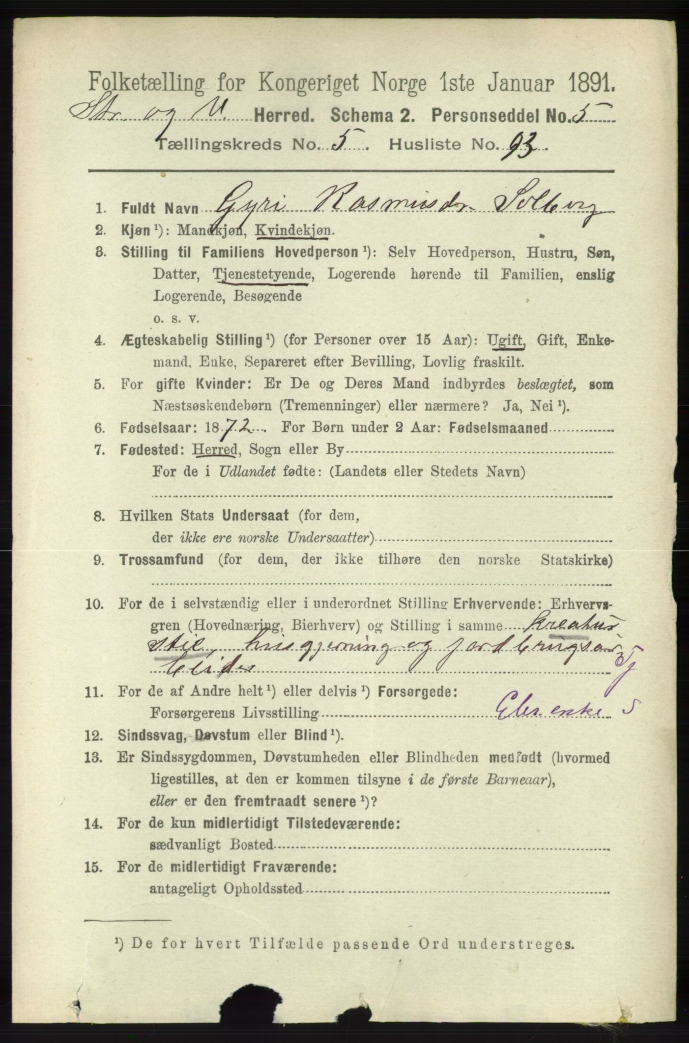 RA, 1891 census for 1226 Strandebarm og Varaldsøy, 1891, p. 2401