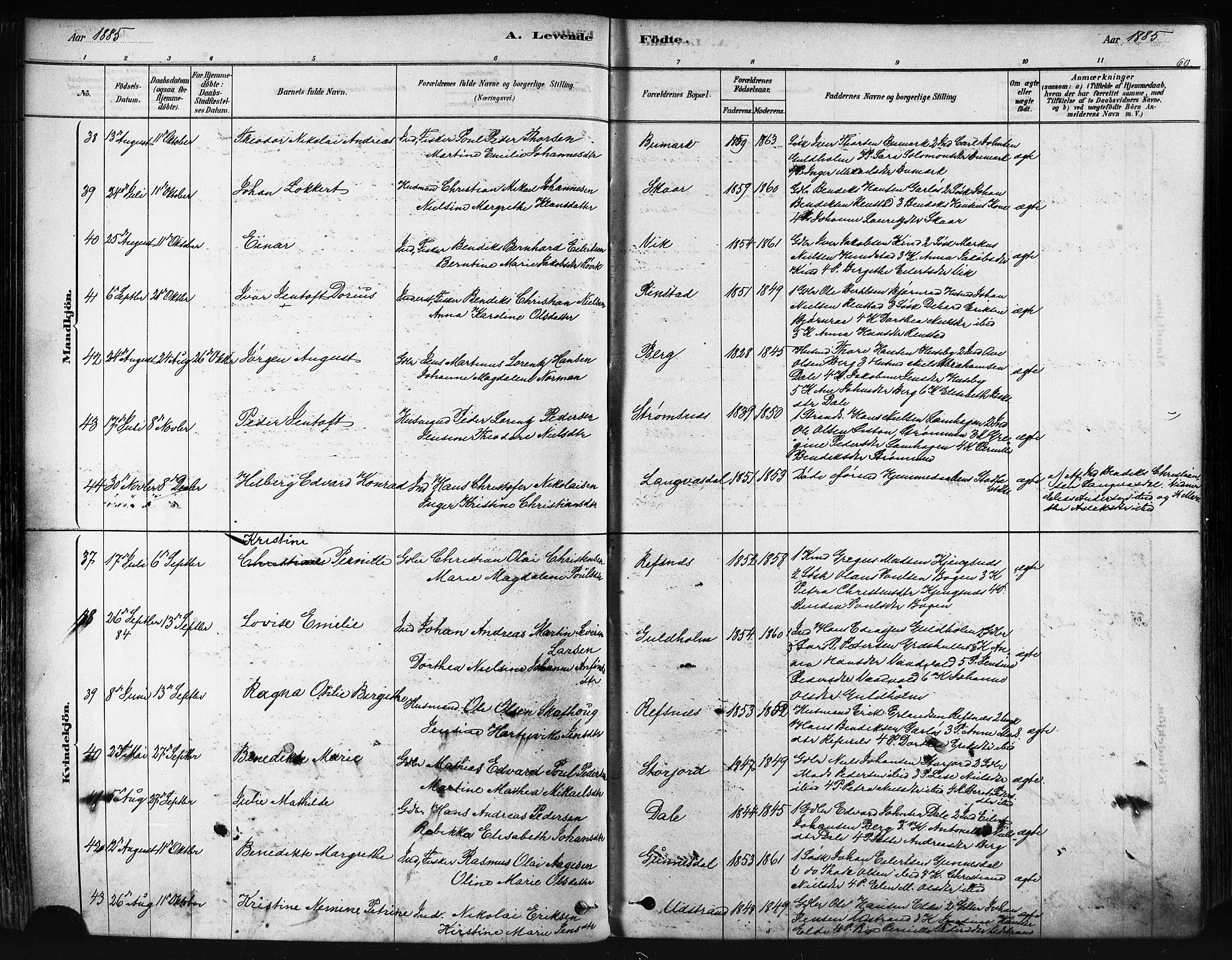Kvæfjord sokneprestkontor, AV/SATØ-S-1323/G/Ga/Gaa/L0005kirke: Parish register (official) no. 5, 1878-1894, p. 60