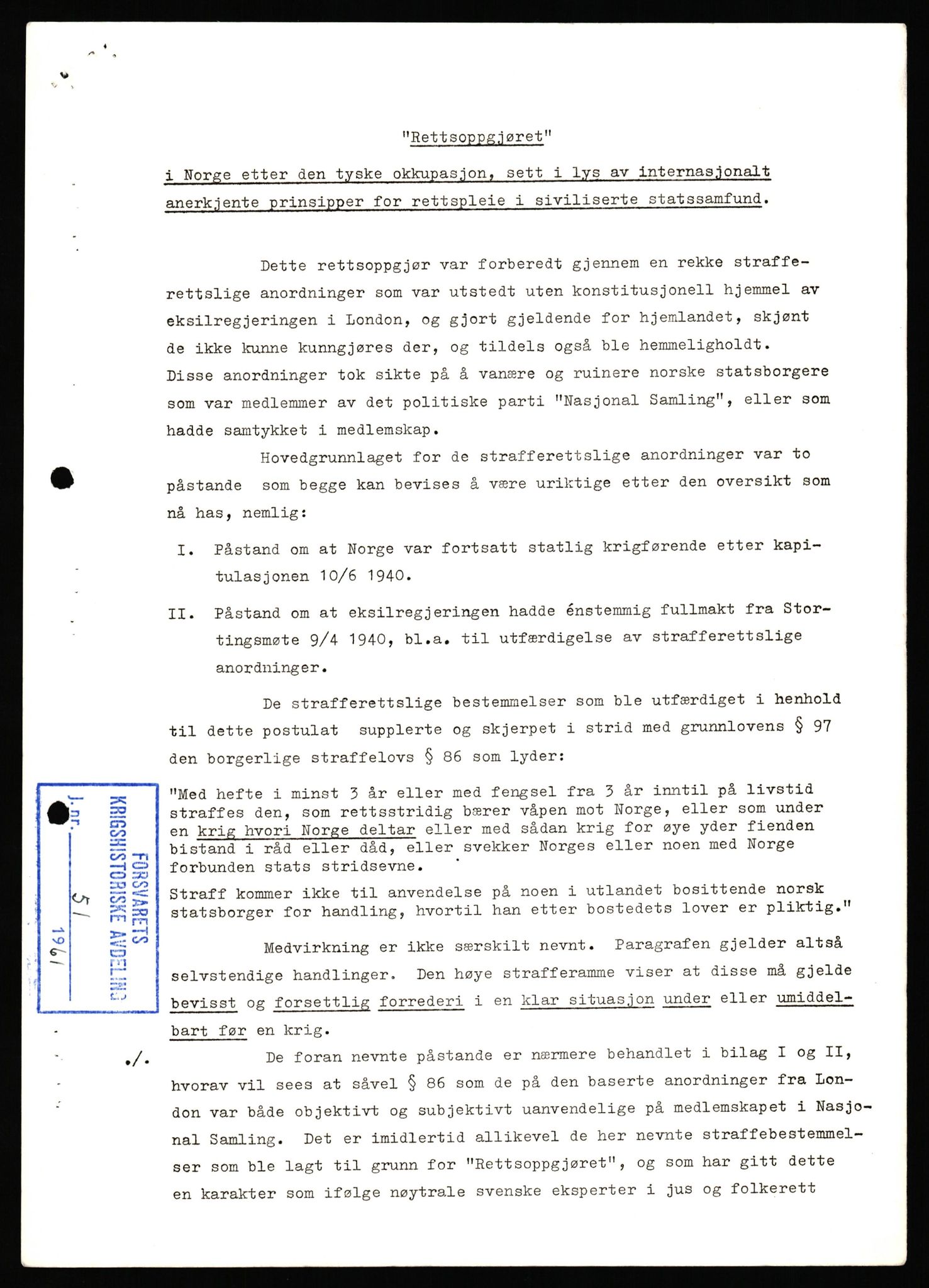 Forsvaret, Forsvarets krigshistoriske avdeling, AV/RA-RAFA-2017/Y/Yf/L0198: II-C-11-2100  -  Kapitulasjonen i 1940, 1940, p. 706