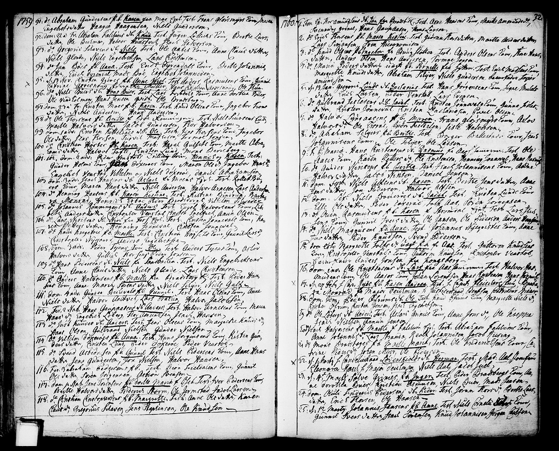 Gjerpen kirkebøker, SAKO/A-265/F/Fa/L0002: Parish register (official) no. I 2, 1747-1795, p. 32