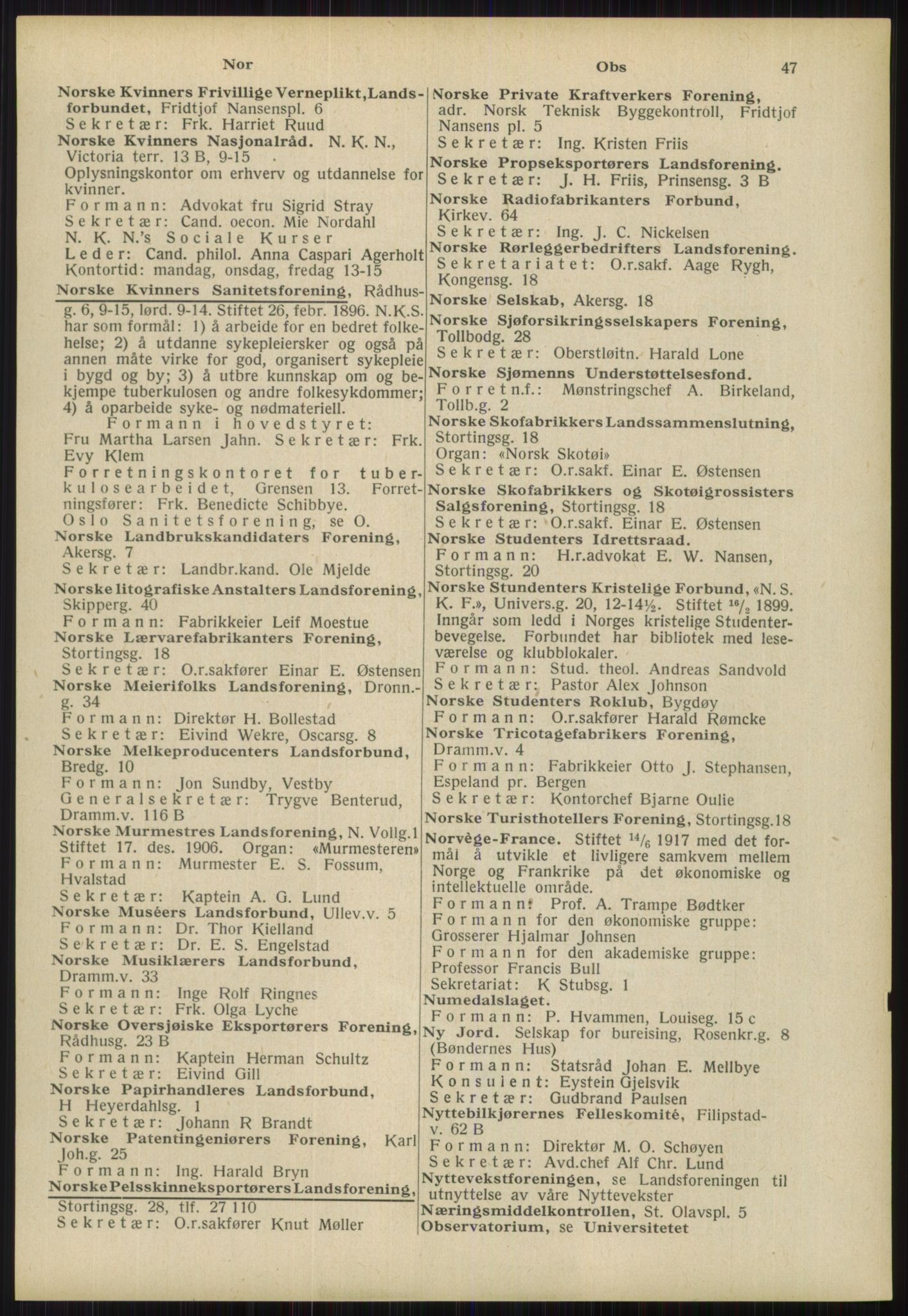 Kristiania/Oslo adressebok, PUBL/-, 1939, p. 47