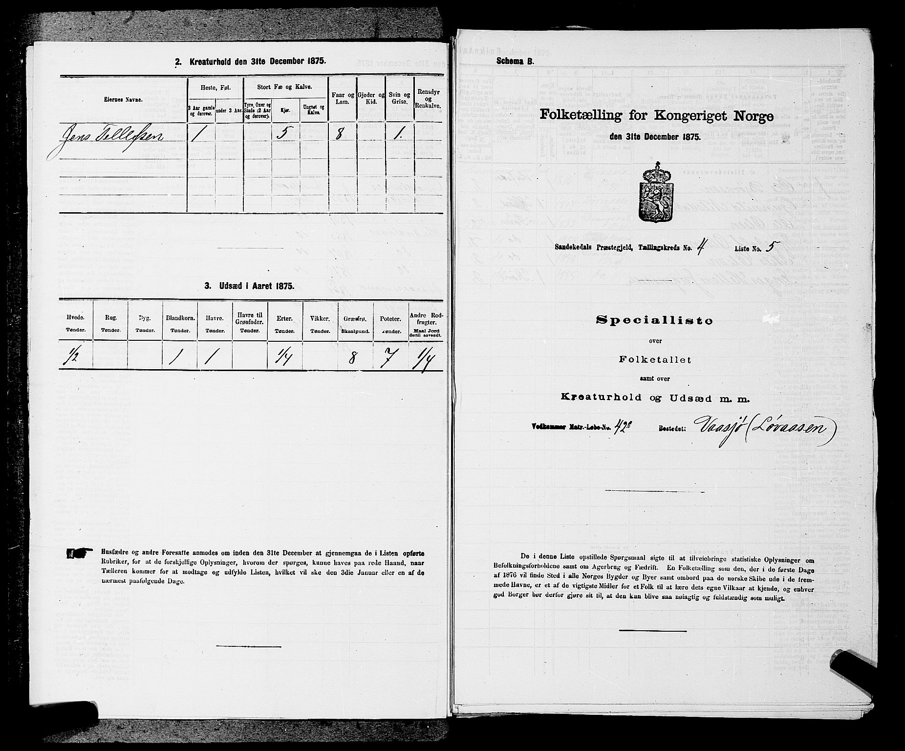 SAKO, 1875 census for 0816P Sannidal, 1875, p. 258