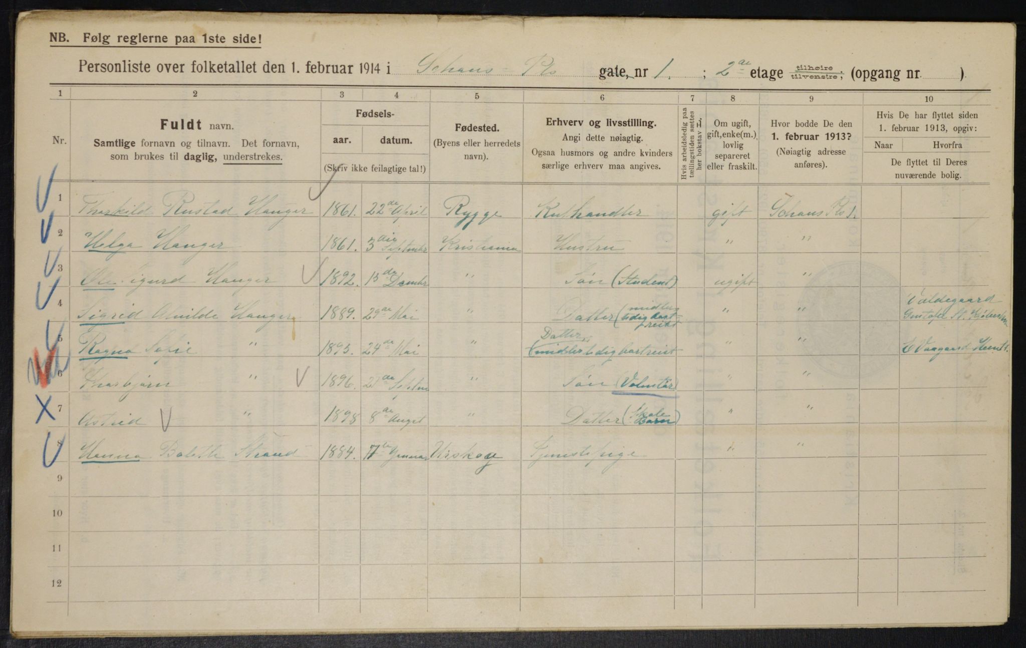 OBA, Municipal Census 1914 for Kristiania, 1914, p. 90077