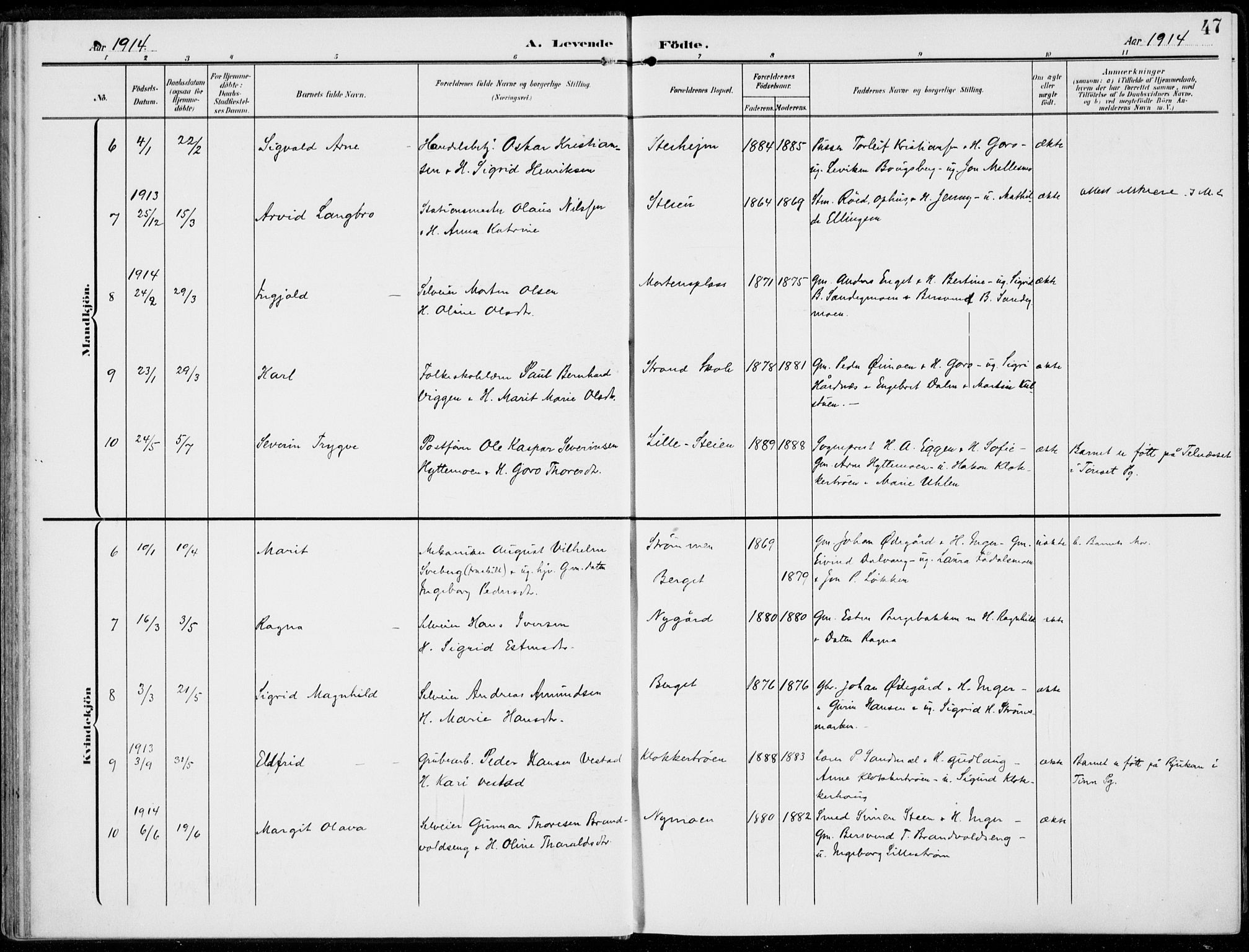 Alvdal prestekontor, SAH/PREST-060/H/Ha/Haa/L0004: Parish register (official) no. 4, 1907-1919, p. 47