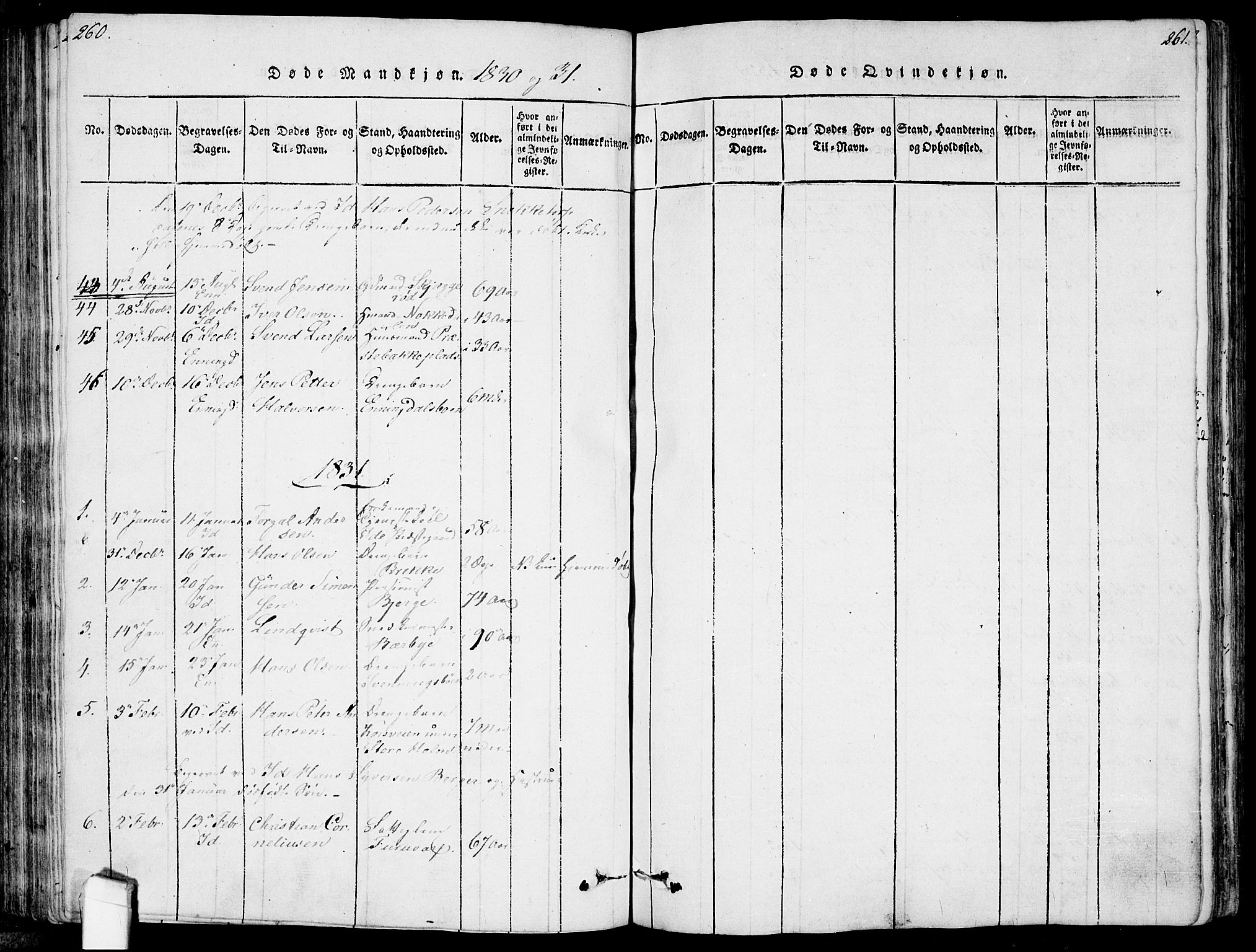 Idd prestekontor Kirkebøker, AV/SAO-A-10911/F/Fc/L0002: Parish register (official) no. III 2, 1815-1831, p. 260-261