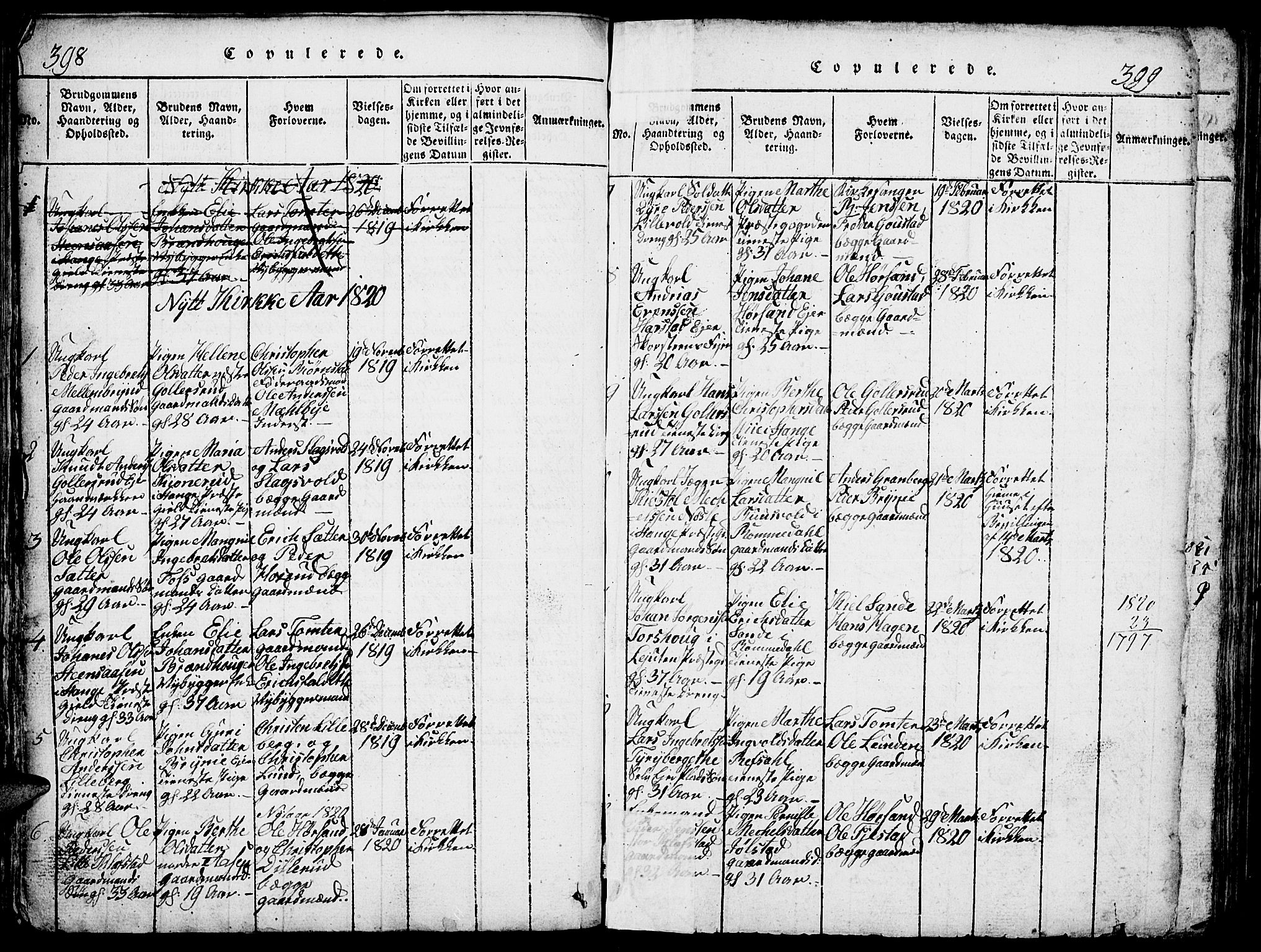 Romedal prestekontor, AV/SAH-PREST-004/L/L0005: Parish register (copy) no. 5, 1814-1829, p. 398-399