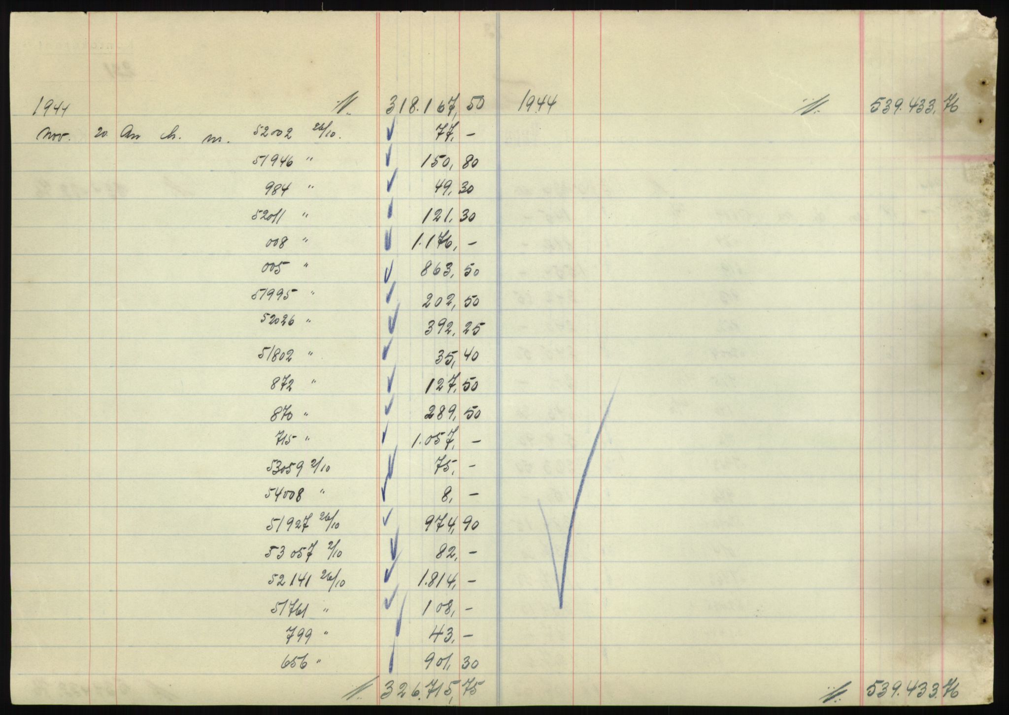 Forsvarsdepartementet, 10. kontor / Oppgjørskontoret, AV/RA-RAFA-1225/D/Db/L0180: Lista oppgjørskontor, 1942-1952, p. 2132