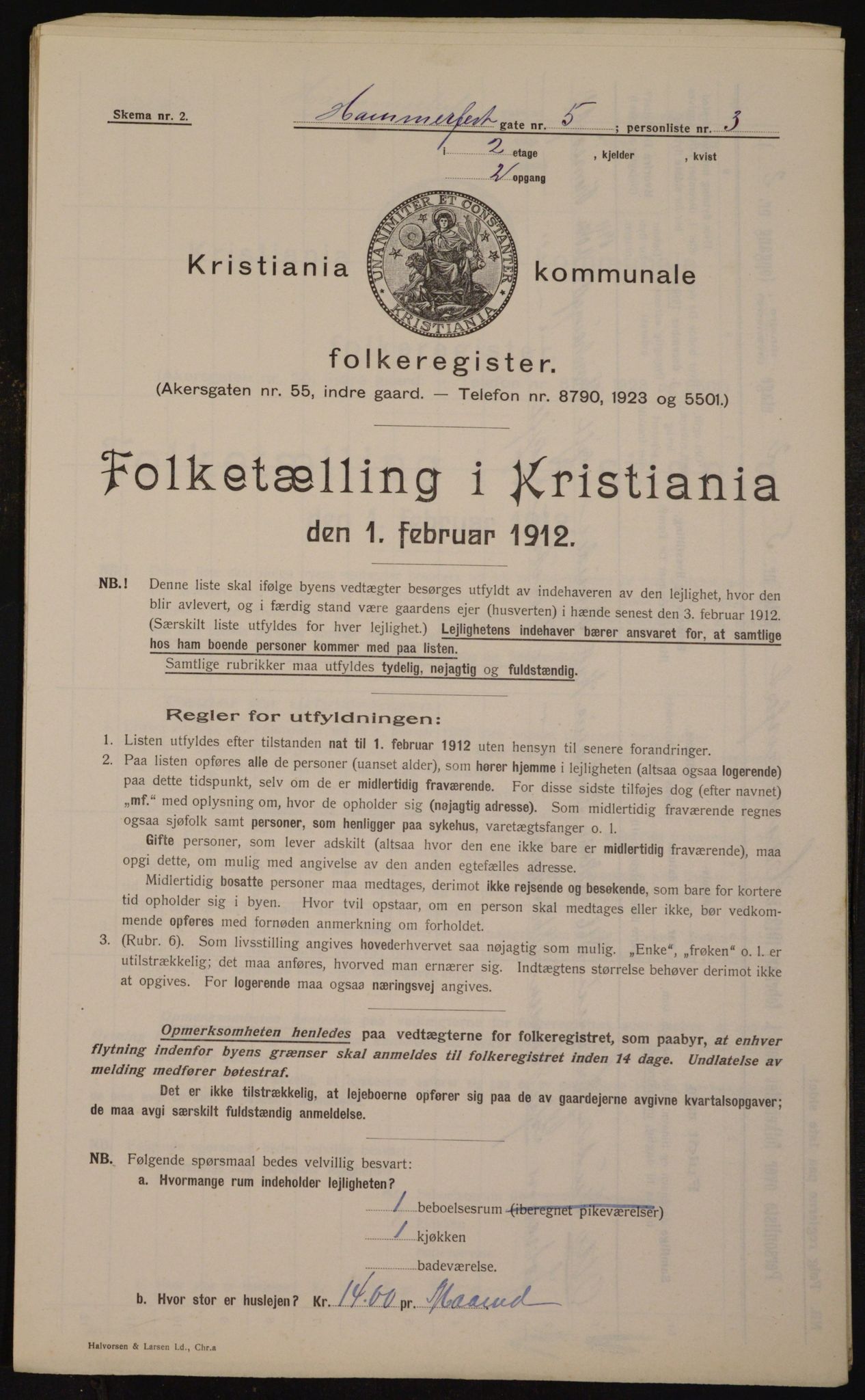 OBA, Municipal Census 1912 for Kristiania, 1912, p. 34206