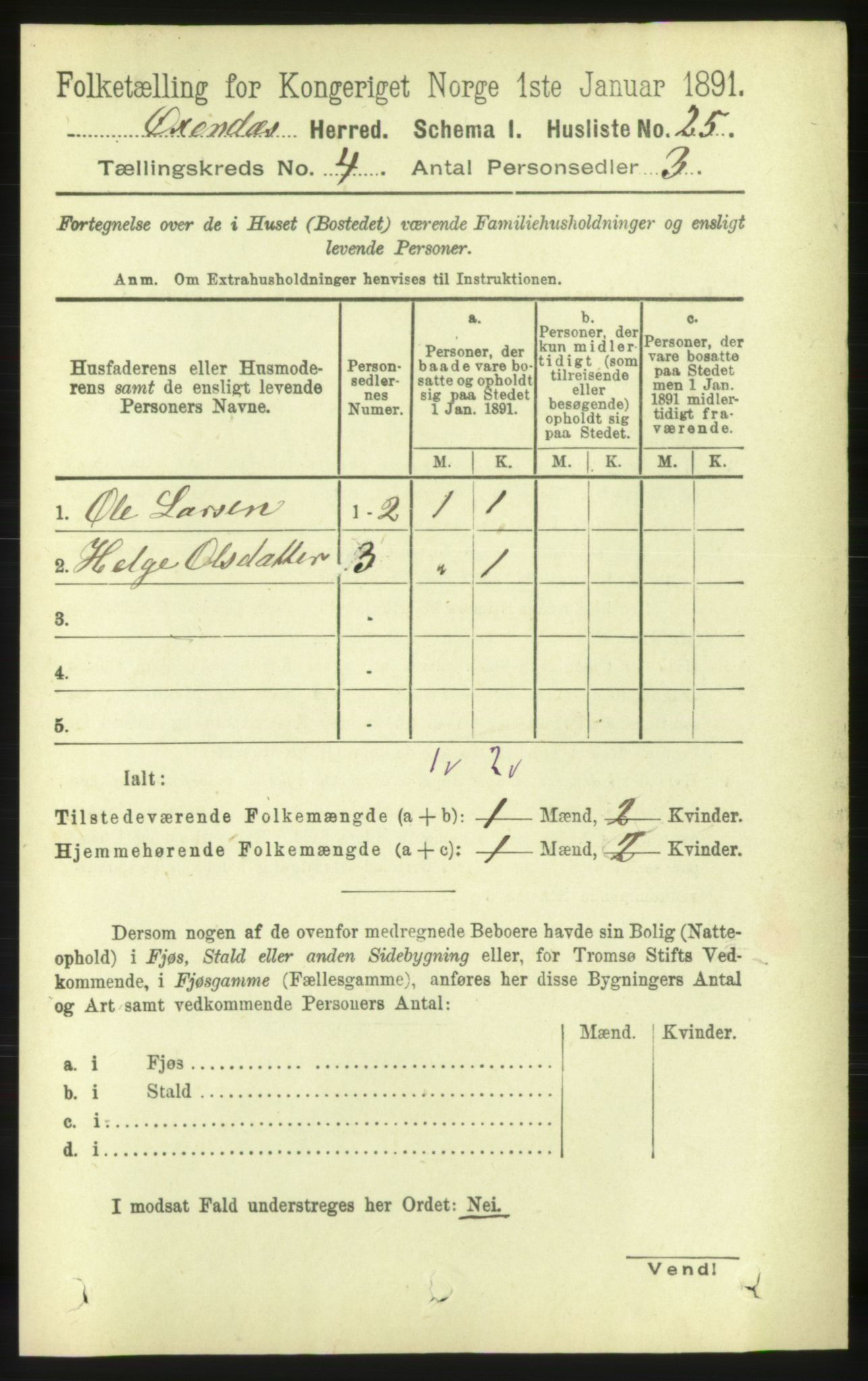 RA, 1891 census for 1561 Øksendal, 1891, p. 833