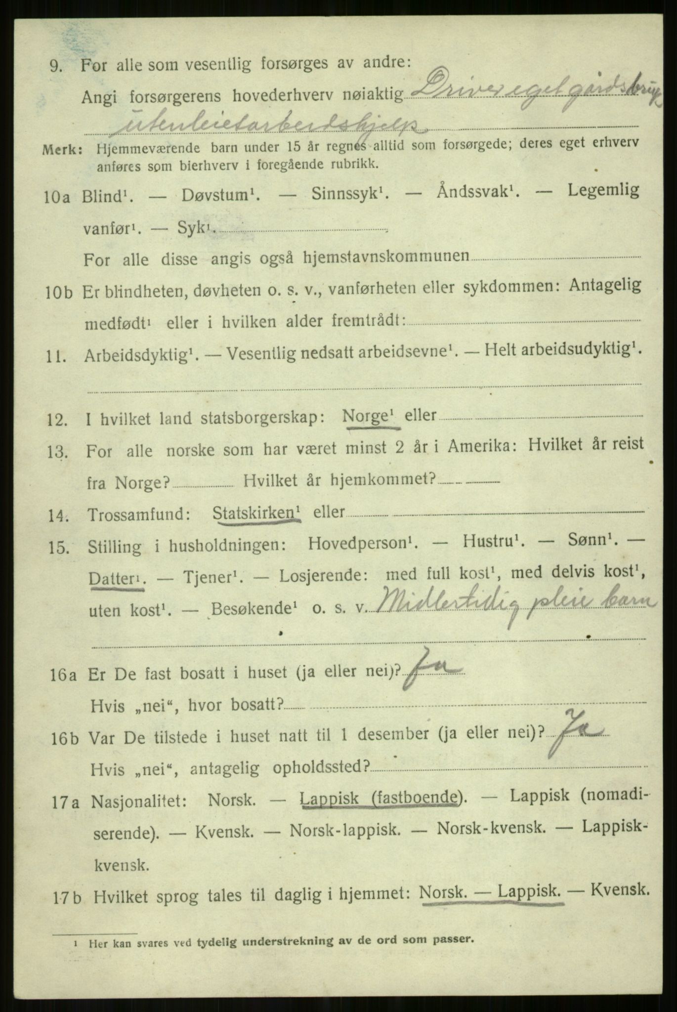 SATØ, 1920 census for Salangen, 1920, p. 4595