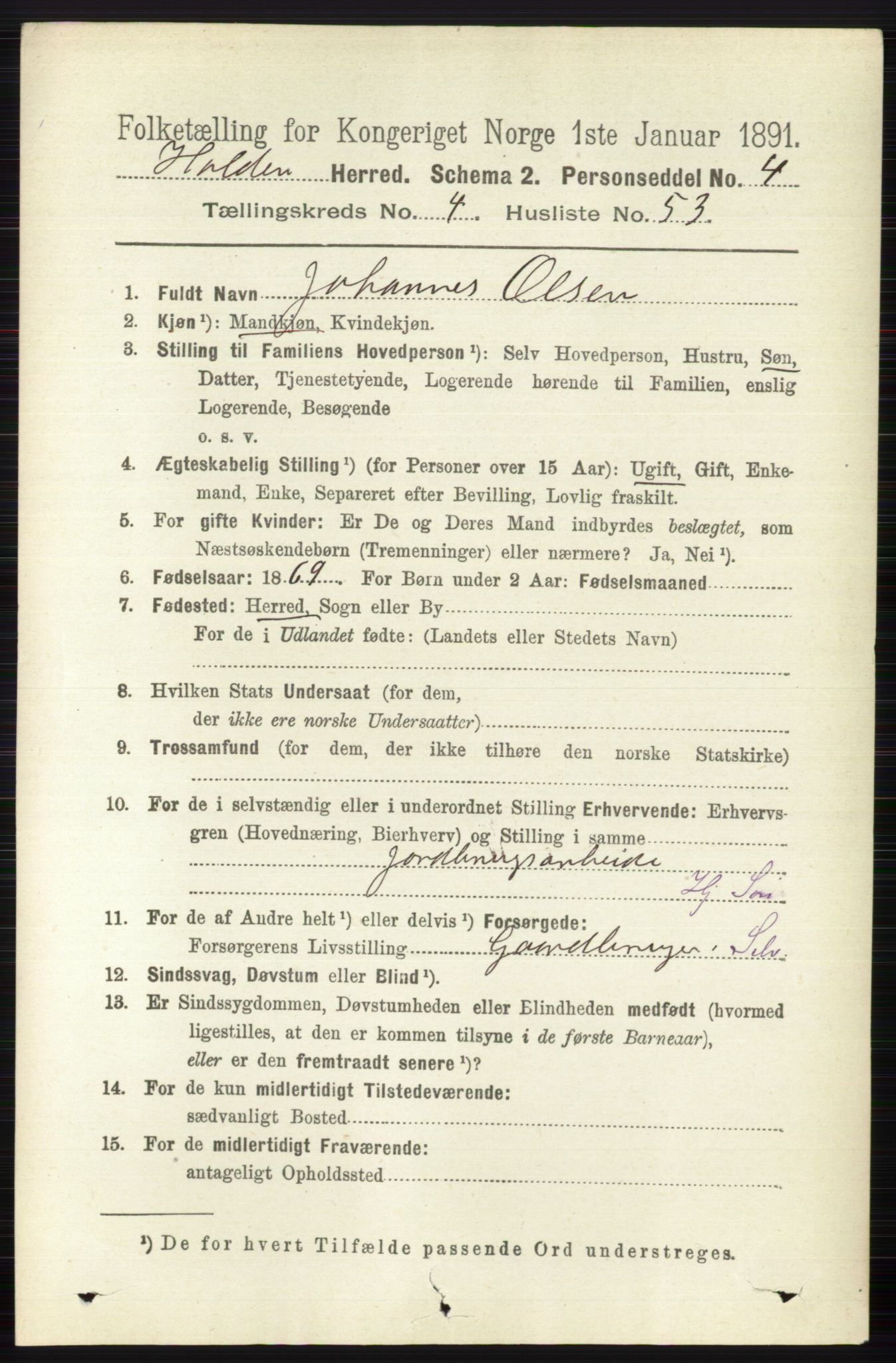 RA, 1891 census for 0819 Holla, 1891, p. 2578