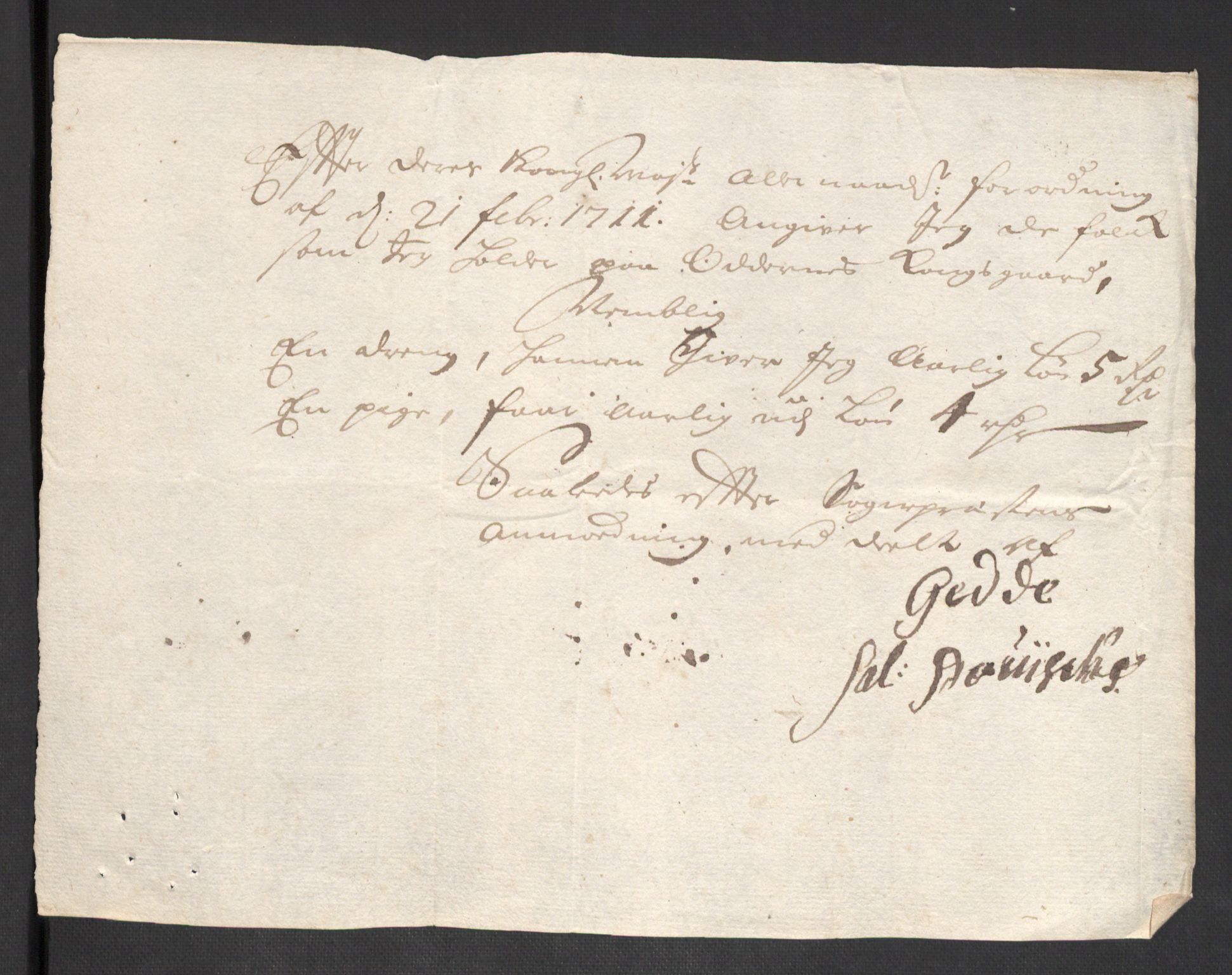 Rentekammeret inntil 1814, Reviderte regnskaper, Fogderegnskap, AV/RA-EA-4092/R43/L2554: Fogderegnskap Lista og Mandal, 1711, p. 511