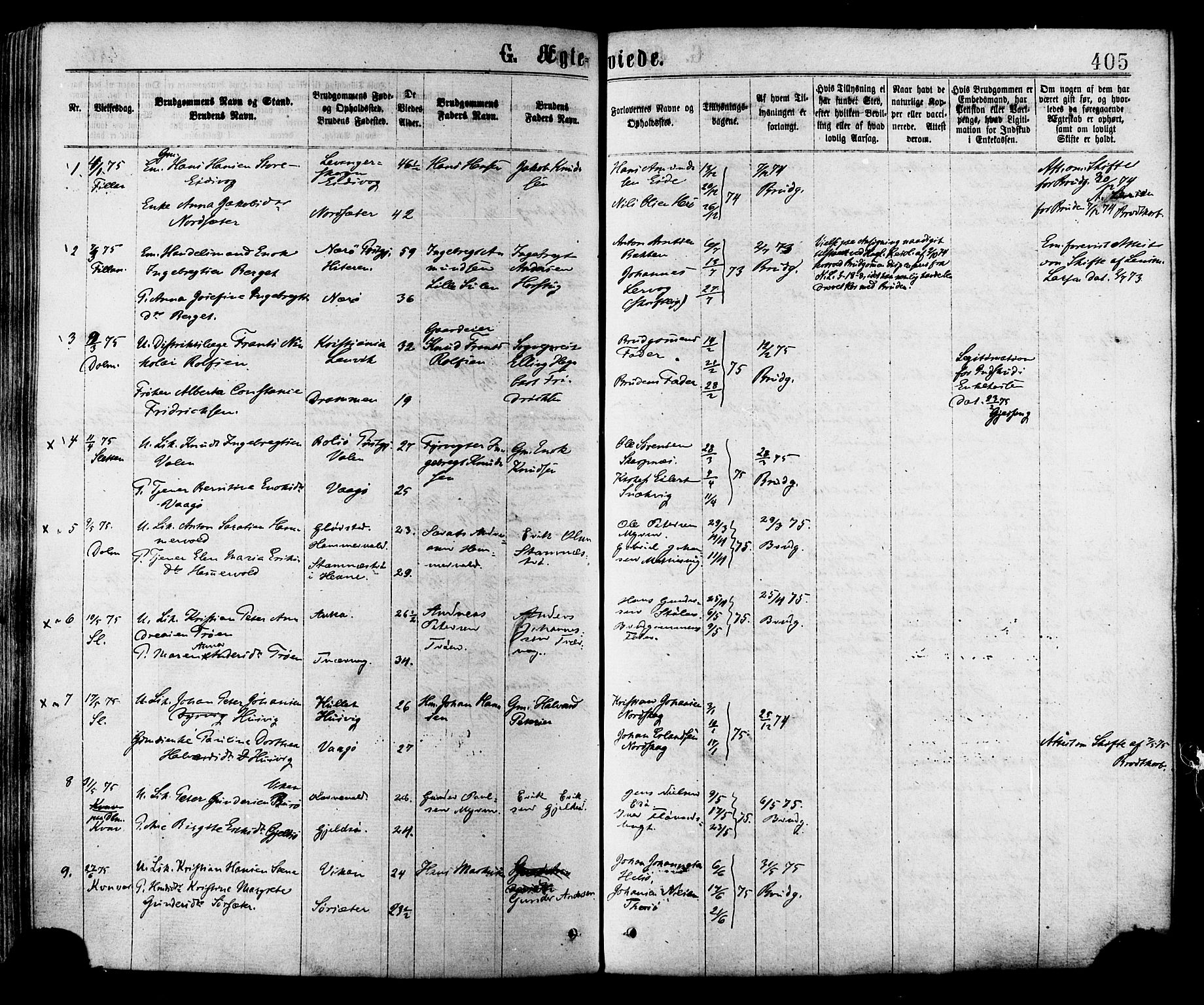 Ministerialprotokoller, klokkerbøker og fødselsregistre - Sør-Trøndelag, SAT/A-1456/634/L0532: Parish register (official) no. 634A08, 1871-1881, p. 405