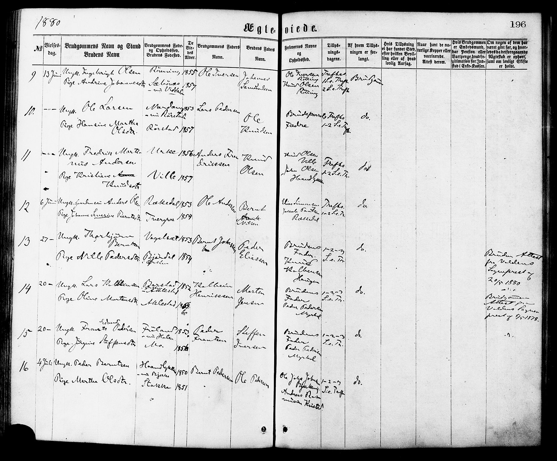 Ministerialprotokoller, klokkerbøker og fødselsregistre - Møre og Romsdal, SAT/A-1454/515/L0210: Parish register (official) no. 515A06, 1868-1885, p. 196