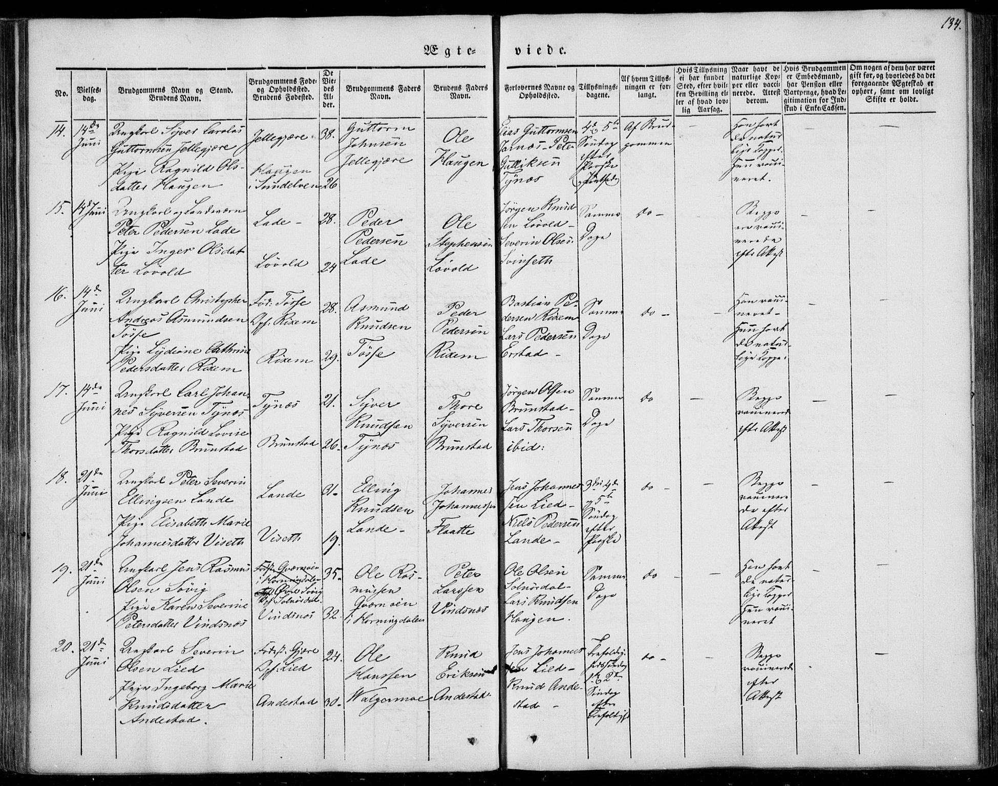 Ministerialprotokoller, klokkerbøker og fødselsregistre - Møre og Romsdal, AV/SAT-A-1454/522/L0312: Parish register (official) no. 522A07, 1843-1851, p. 134