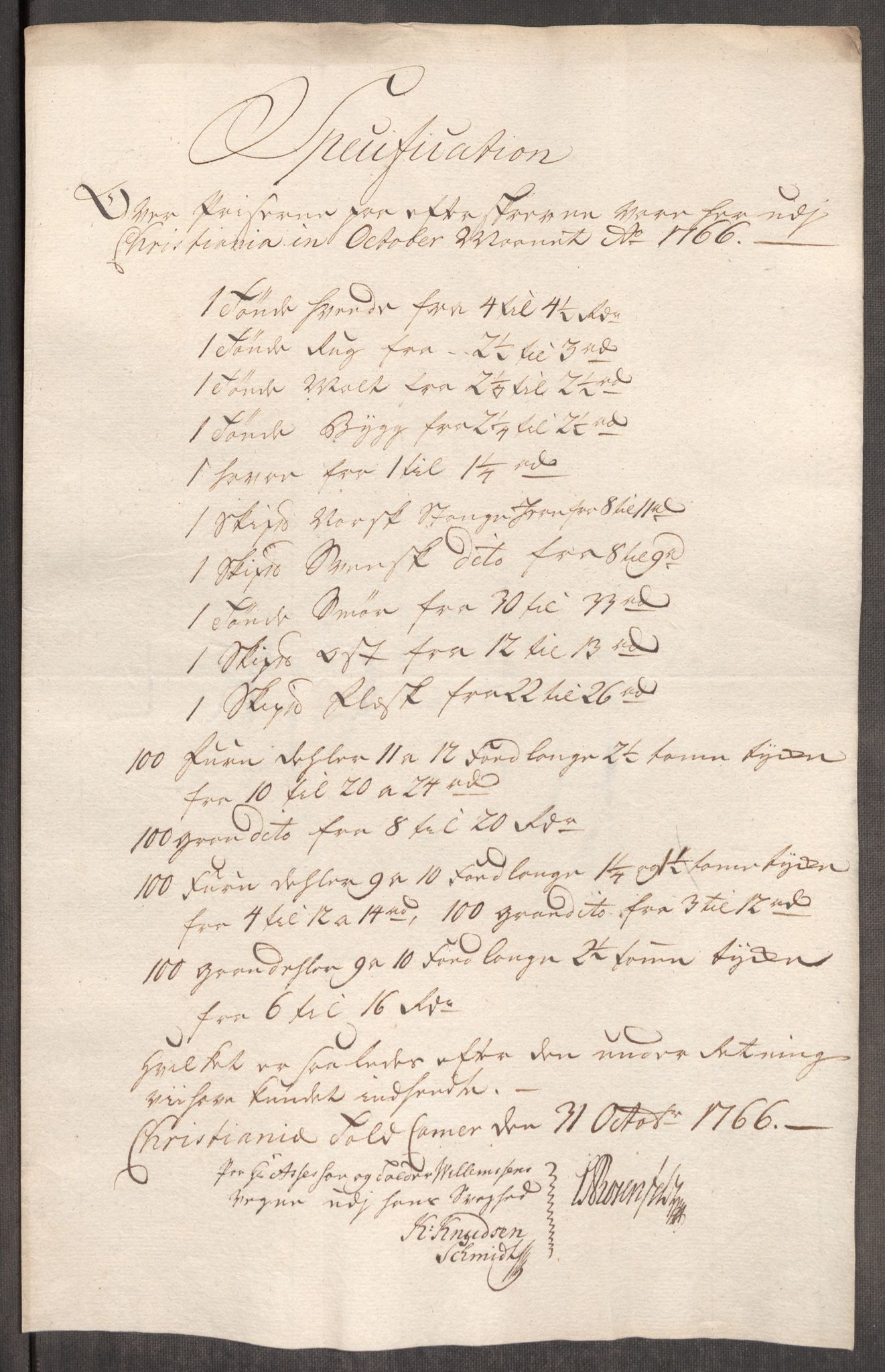 Rentekammeret inntil 1814, Realistisk ordnet avdeling, AV/RA-EA-4070/Oe/L0008: [Ø1]: Priskuranter, 1764-1768, p. 577