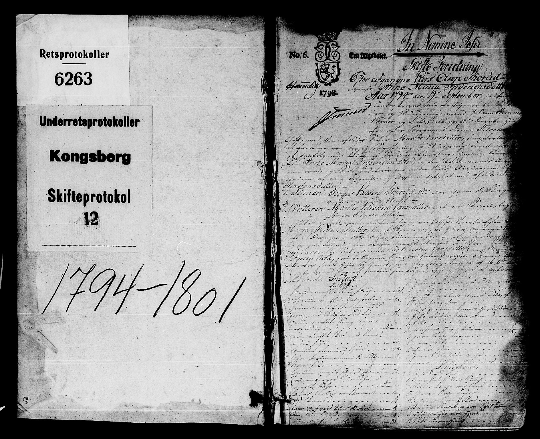 Kongsberg byfogd, SAKO/A-84/H/Hb/L0013: Skifteprotokoll, 1794-1801, p. 0b-1a