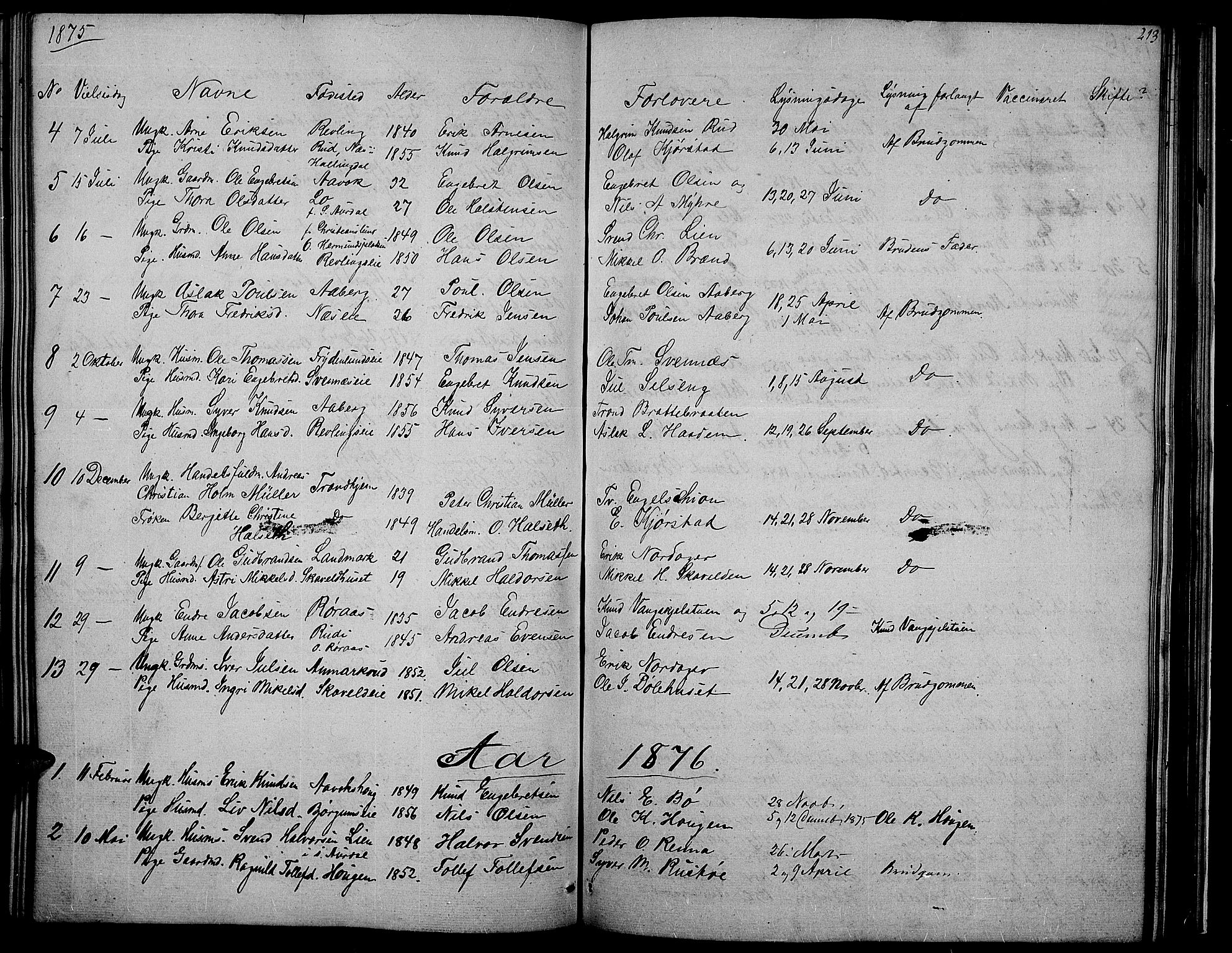 Nord-Aurdal prestekontor, AV/SAH-PREST-132/H/Ha/Hab/L0002: Parish register (copy) no. 2, 1842-1877, p. 213