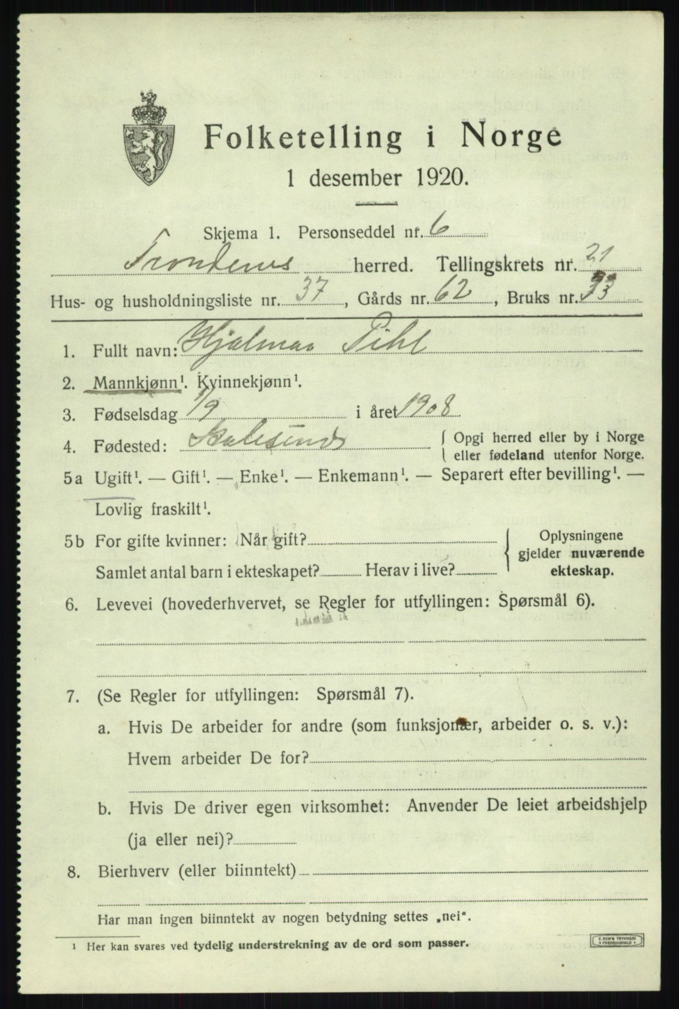 SATØ, 1920 census for Trondenes, 1920, p. 16970