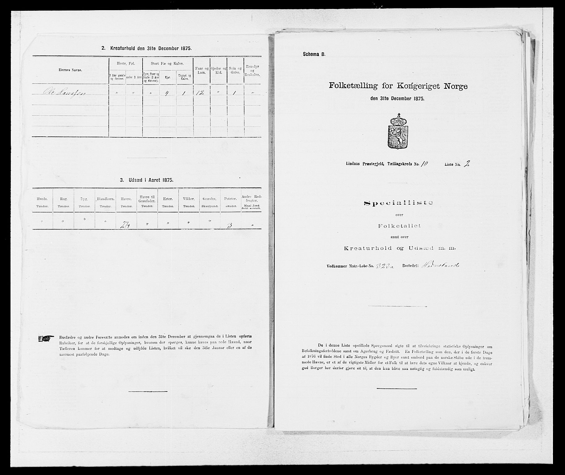 SAB, 1875 census for 1263P Lindås, 1875, p. 947