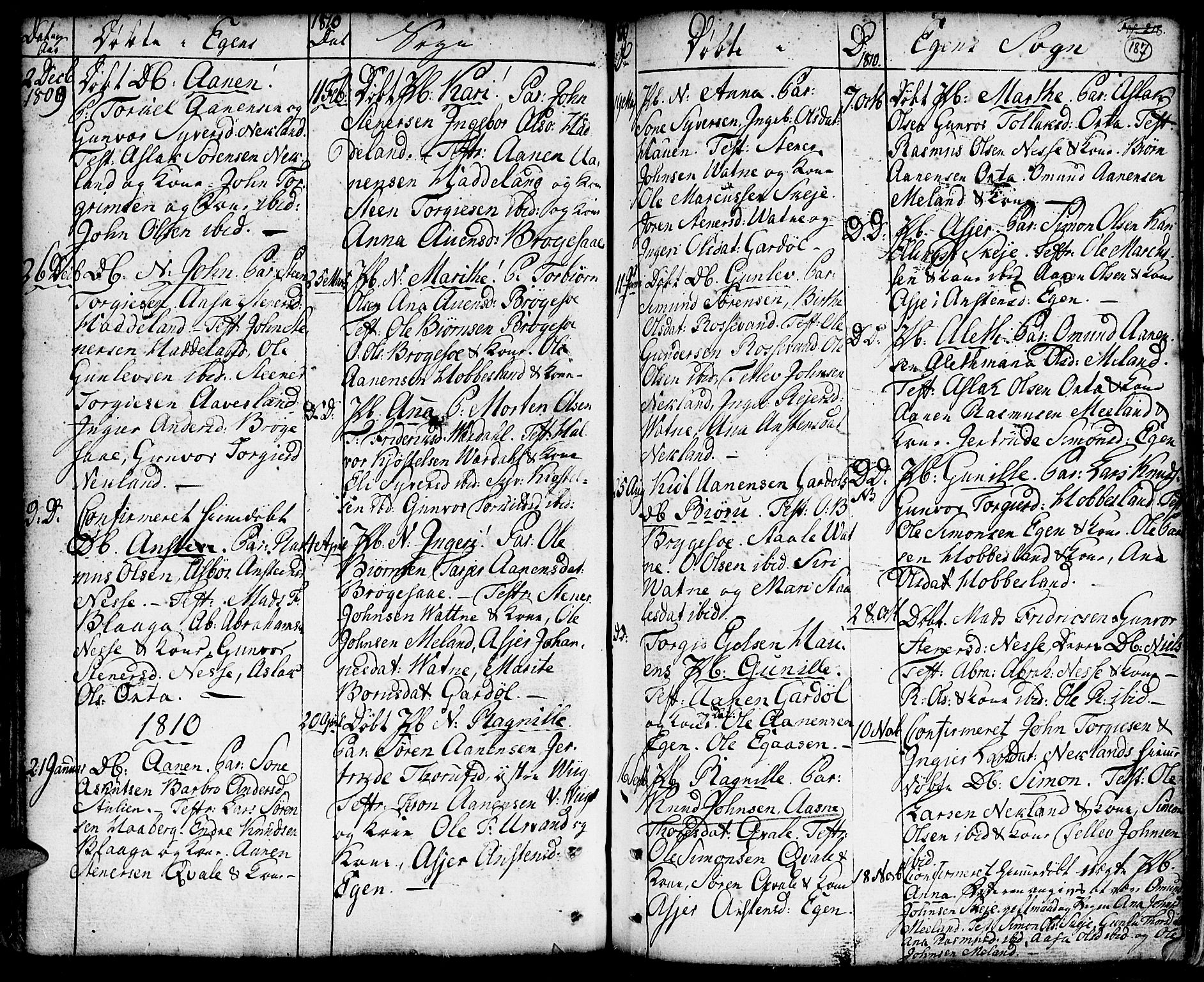 Hægebostad sokneprestkontor, AV/SAK-1111-0024/F/Fa/Faa/L0001: Parish register (official) no. A 1 /2, 1760-1823, p. 187